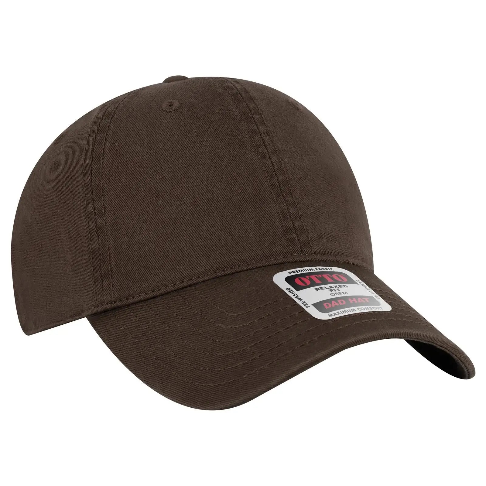 OTTO 18-772 6 Panel Low Profile Dad Cap - Dk. Brown - Dk. Brown / 6 1/2’’ - 7 5/8’’
