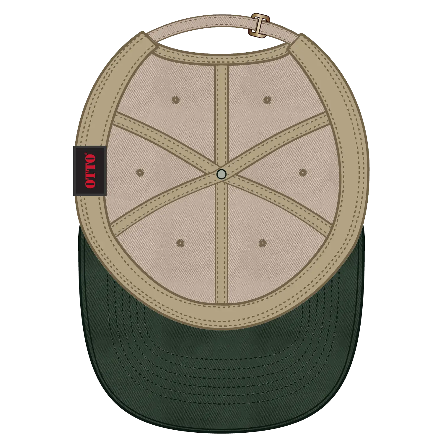 OTTO 18-772 6 Panel Low Profile Dad Cap - Dk.Grn/Kha - Dk.Grn/Kha / 6 1/2’’ - 7 5/8’’