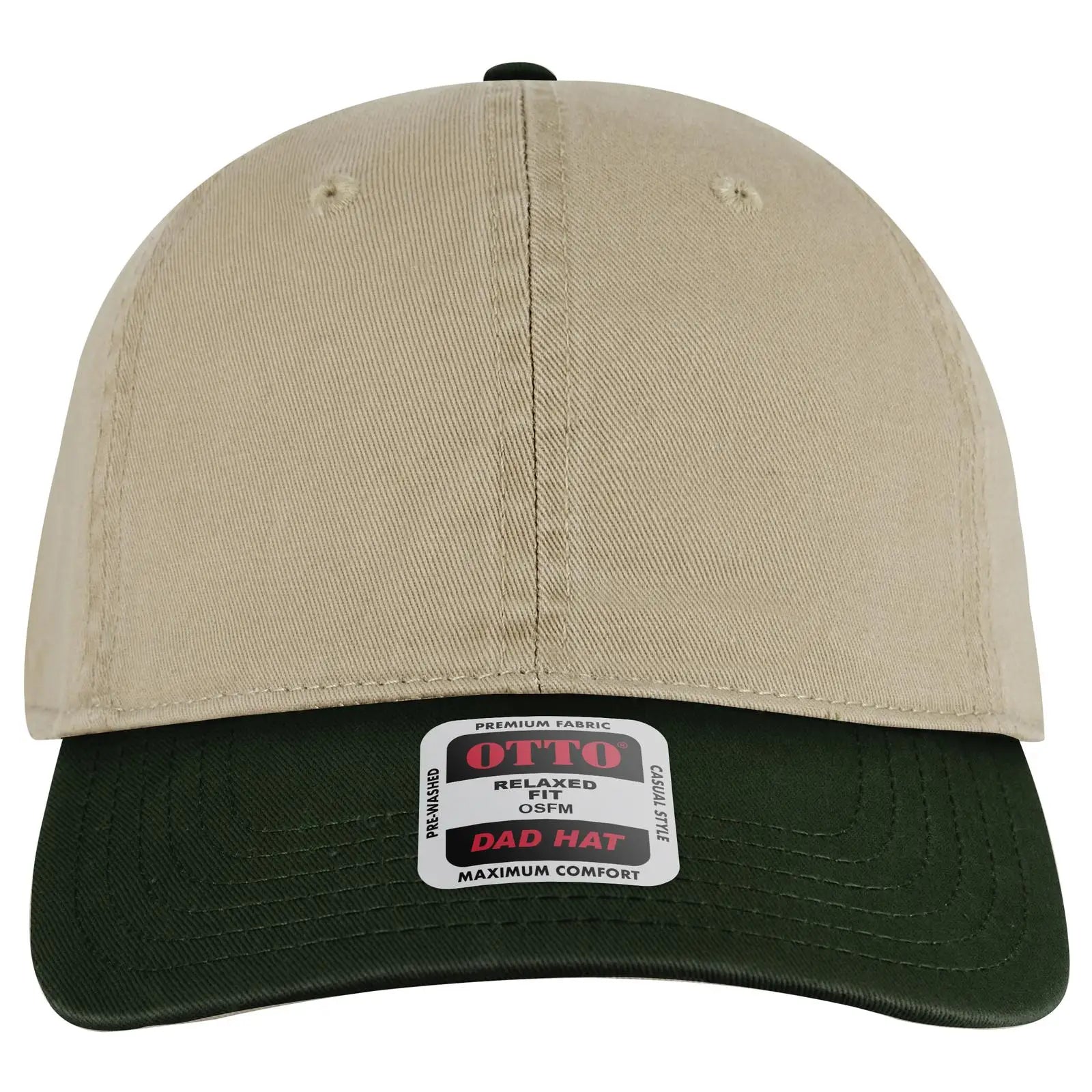 OTTO 18-772 6 Panel Low Profile Dad Cap - Dk.Grn/Kha - Dk.Grn/Kha / 6 1/2’’ - 7 5/8’’