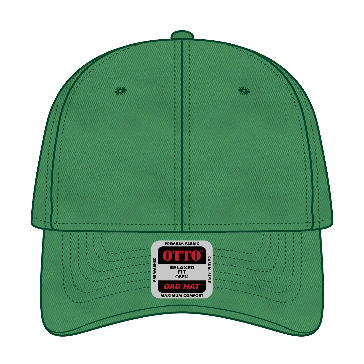 OTTO 18-772 6 Panel Low Profile Dad Cap - Kelly - Kelly / 6 1/2’’ - 7 5/8’’