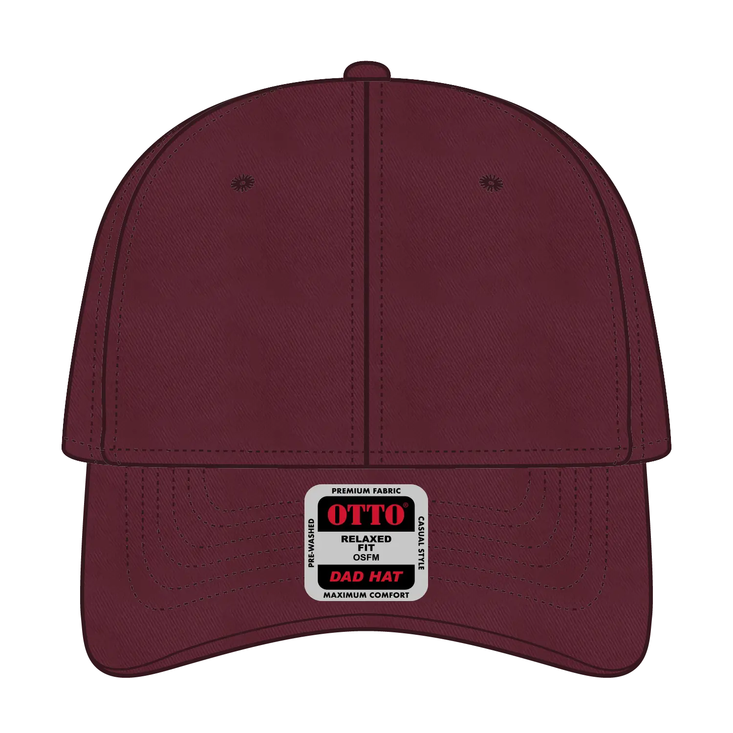 OTTO 18-772 6 Panel Low Profile Dad Cap - Maroon - Maroon / 6 1/2’’ - 7 5/8’’