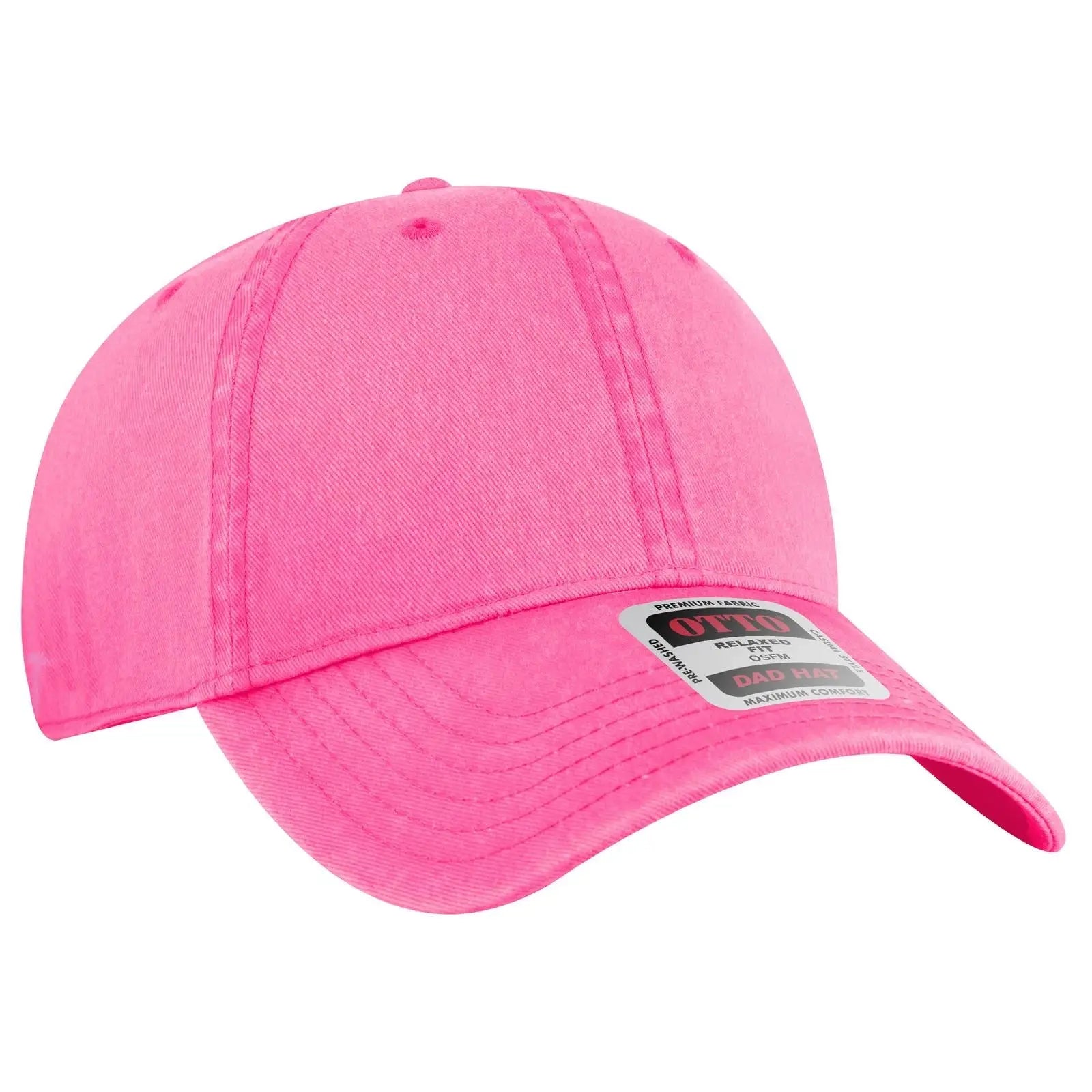 OTTO 18-772 6 Panel Low Profile Dad Cap - N. Pink - N. Pink / 6 1/2’’ - 7 5/8’’