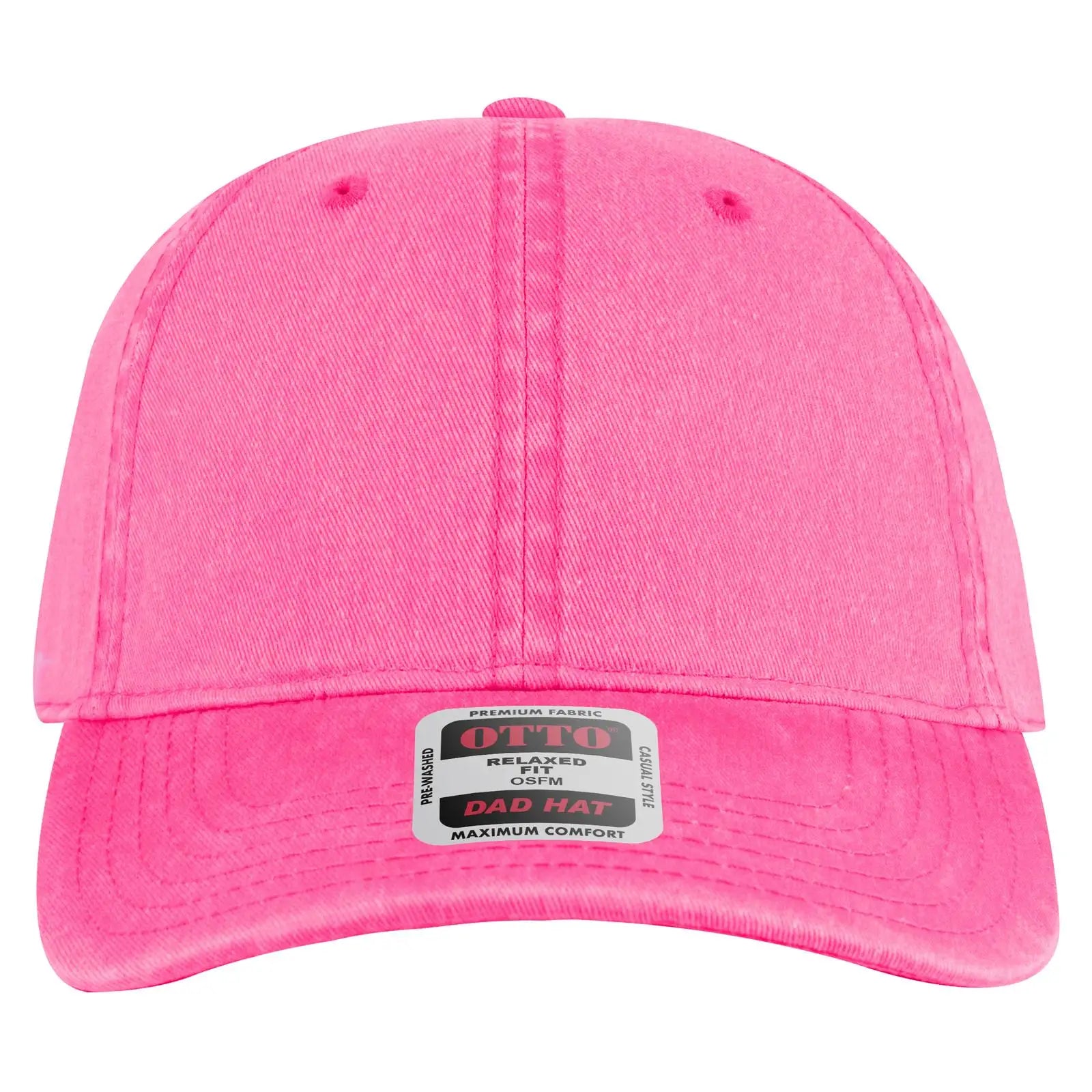 OTTO 18-772 6 Panel Low Profile Dad Cap - N. Pink - N. Pink / 6 1/2’’ - 7 5/8’’
