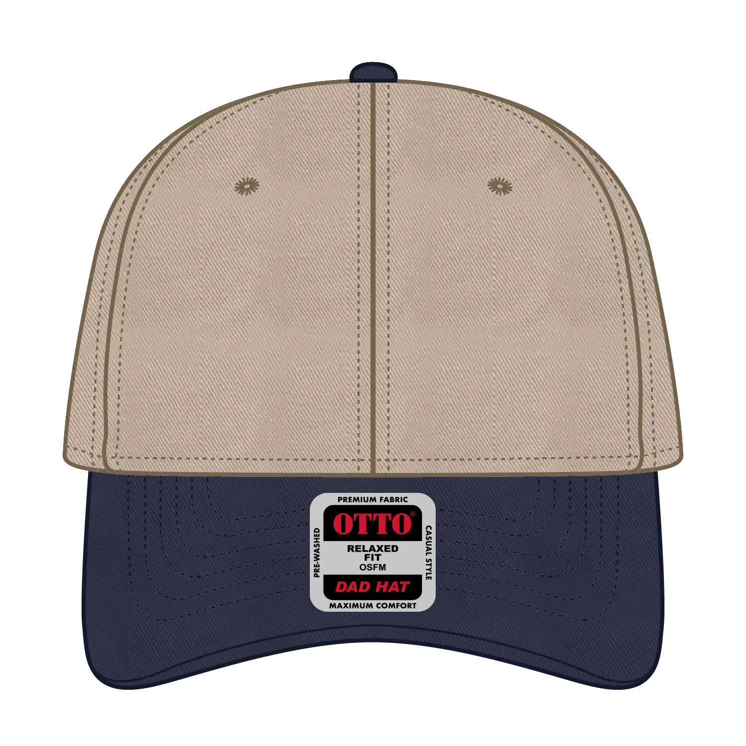 OTTO 18-772 6 Panel Low Profile Dad Cap - Nvy/Kha - Nvy/Kha / 6 1/2’’ - 7 5/8’’