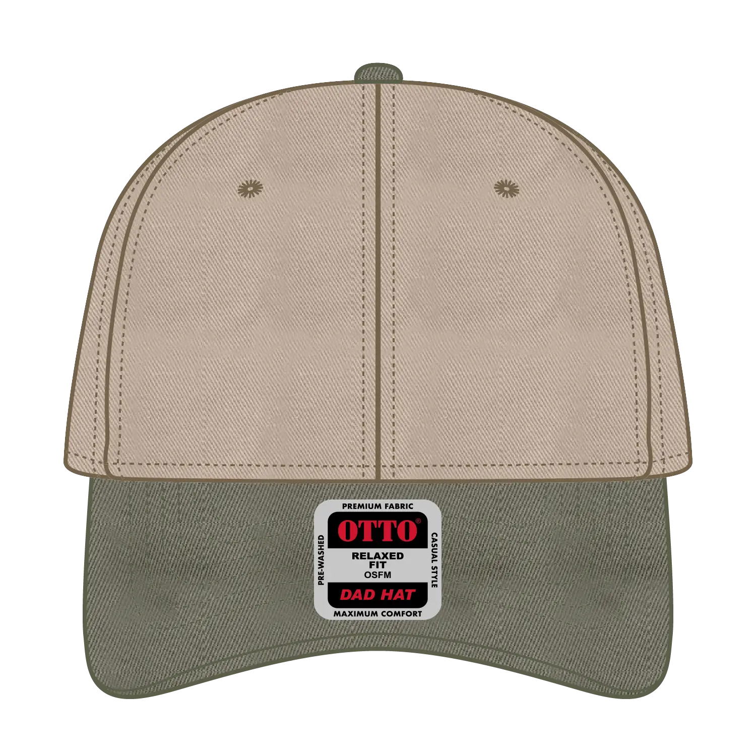 OTTO 18-772 6 Panel Low Profile Dad Cap - Ol.Grn/Kha - Ol.Grn/Kha / 6 1/2’’ - 7 5/8’’