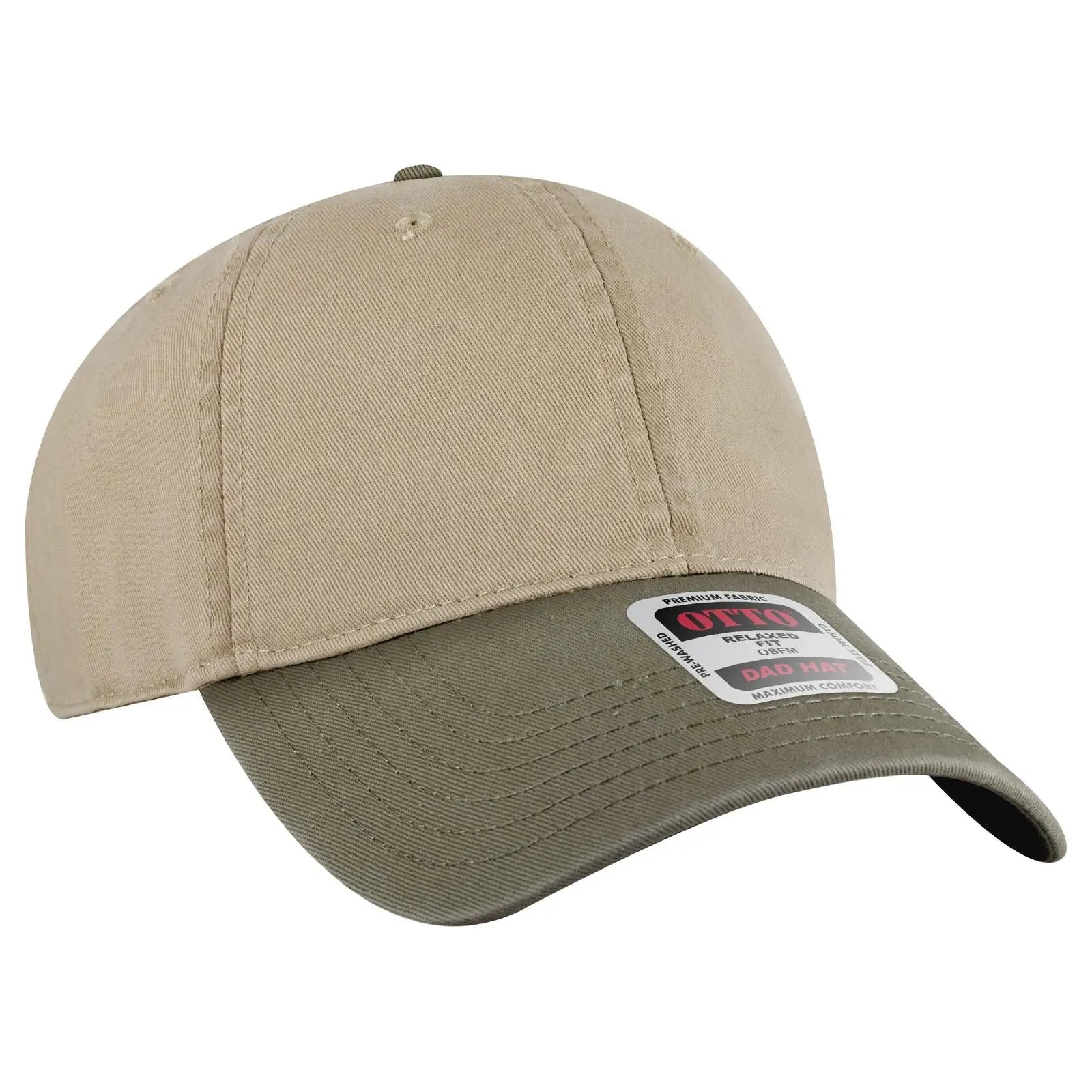 OTTO 18-772 6 Panel Low Profile Dad Cap - Ol.Grn/Kha - Ol.Grn/Kha / 6 1/2’’ - 7 5/8’’