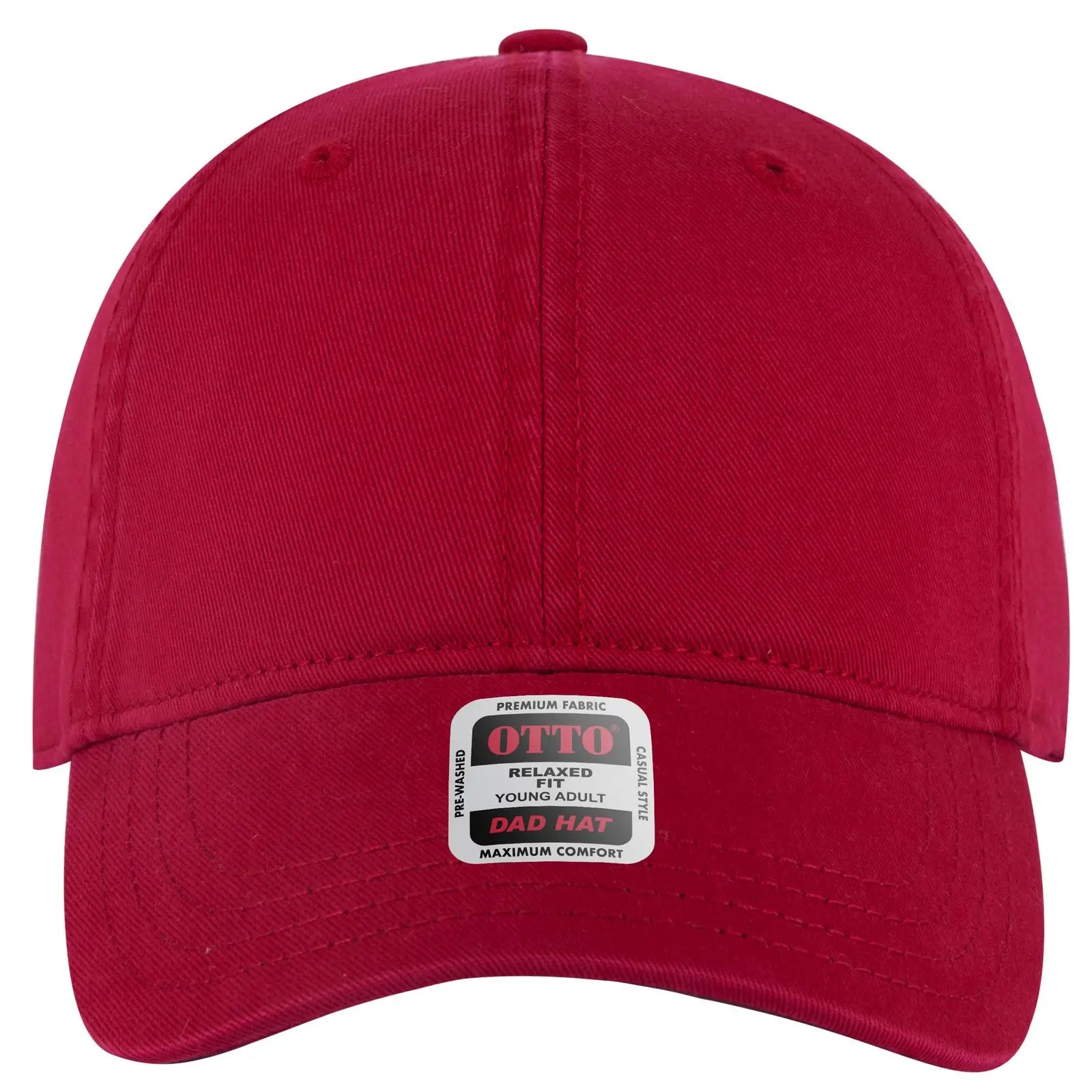 OTTO 18-772 6 Panel Low Profile Dad Cap - Red