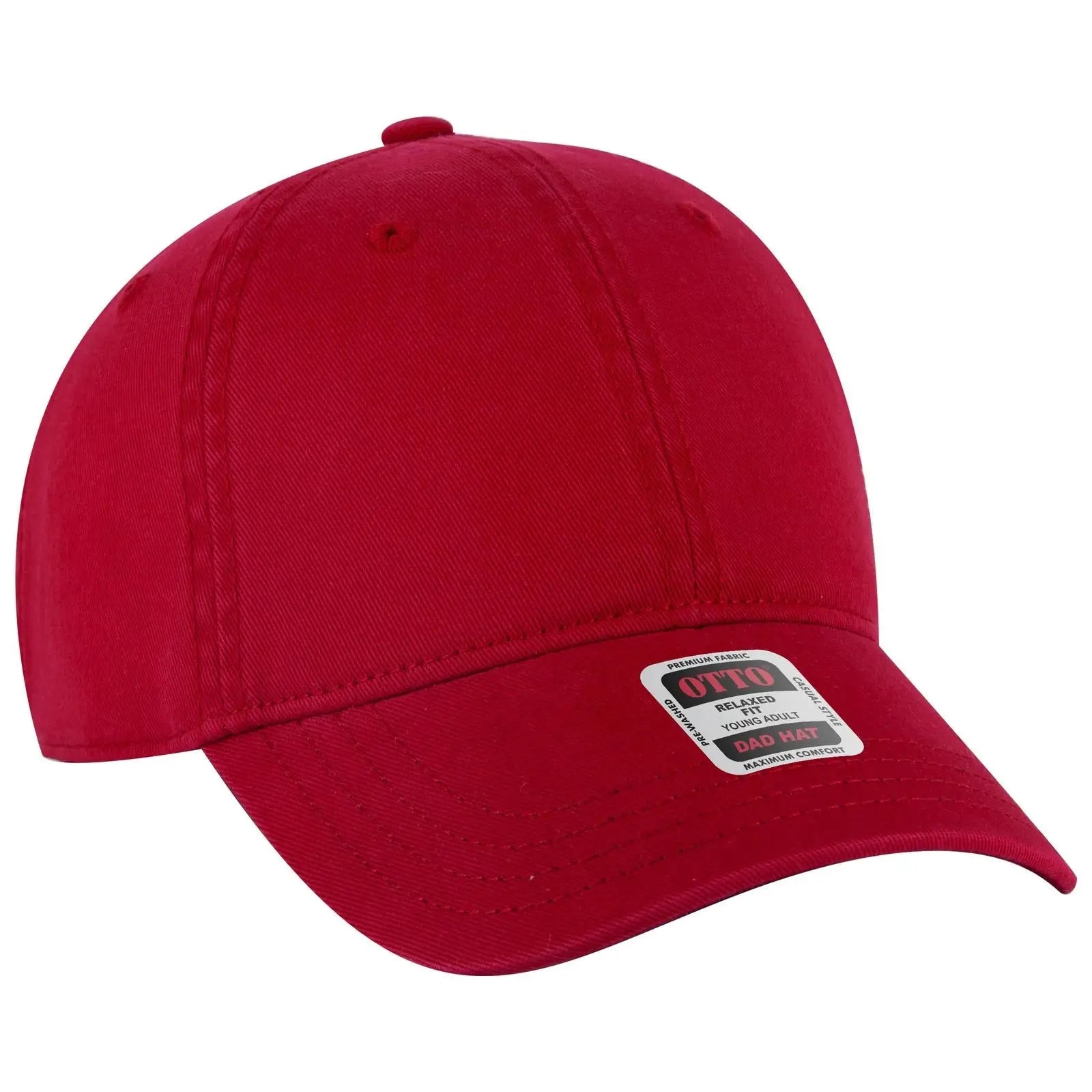 OTTO 18-772 6 Panel Low Profile Dad Cap - Red