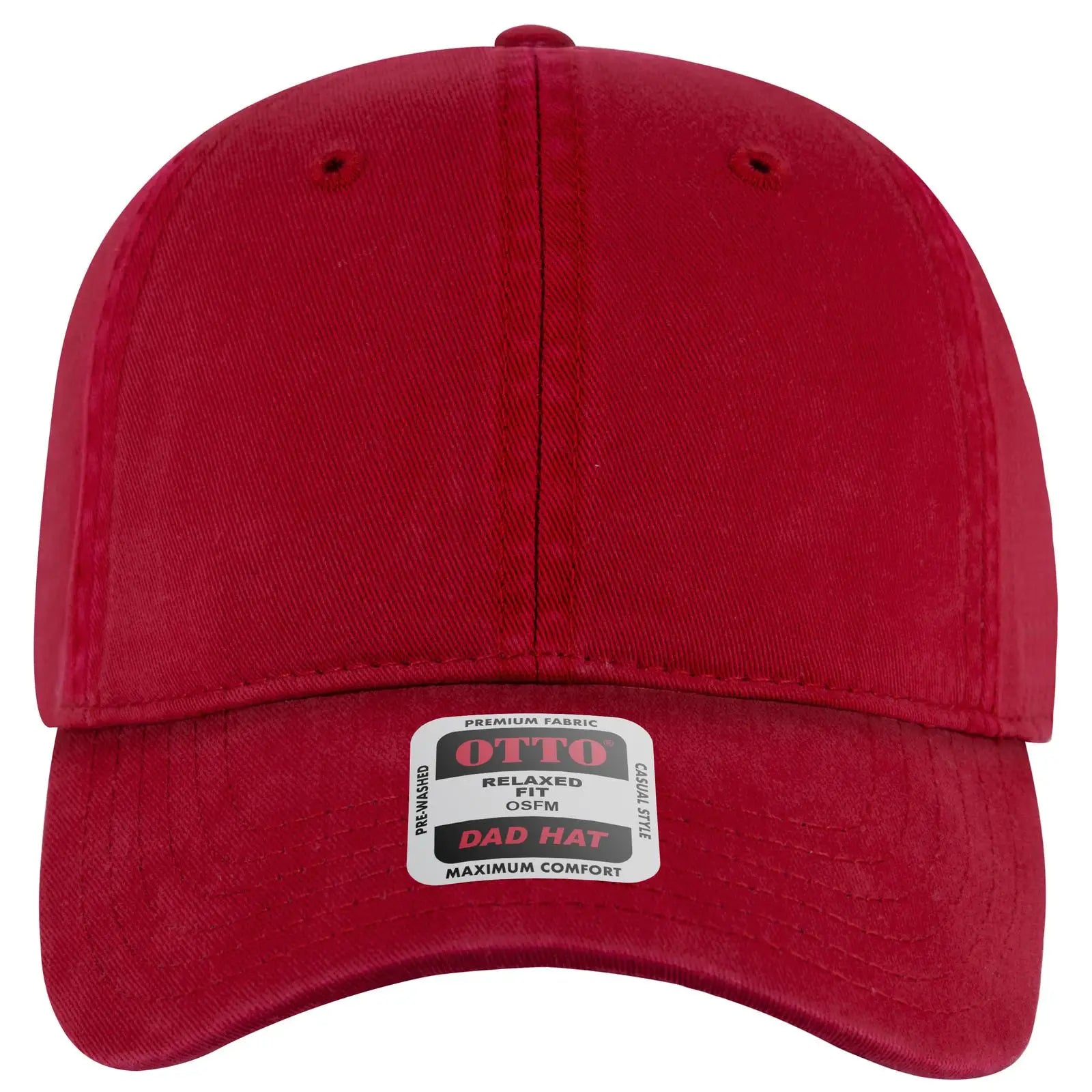 OTTO 18-772 6 Panel Low Profile Dad Cap - Red