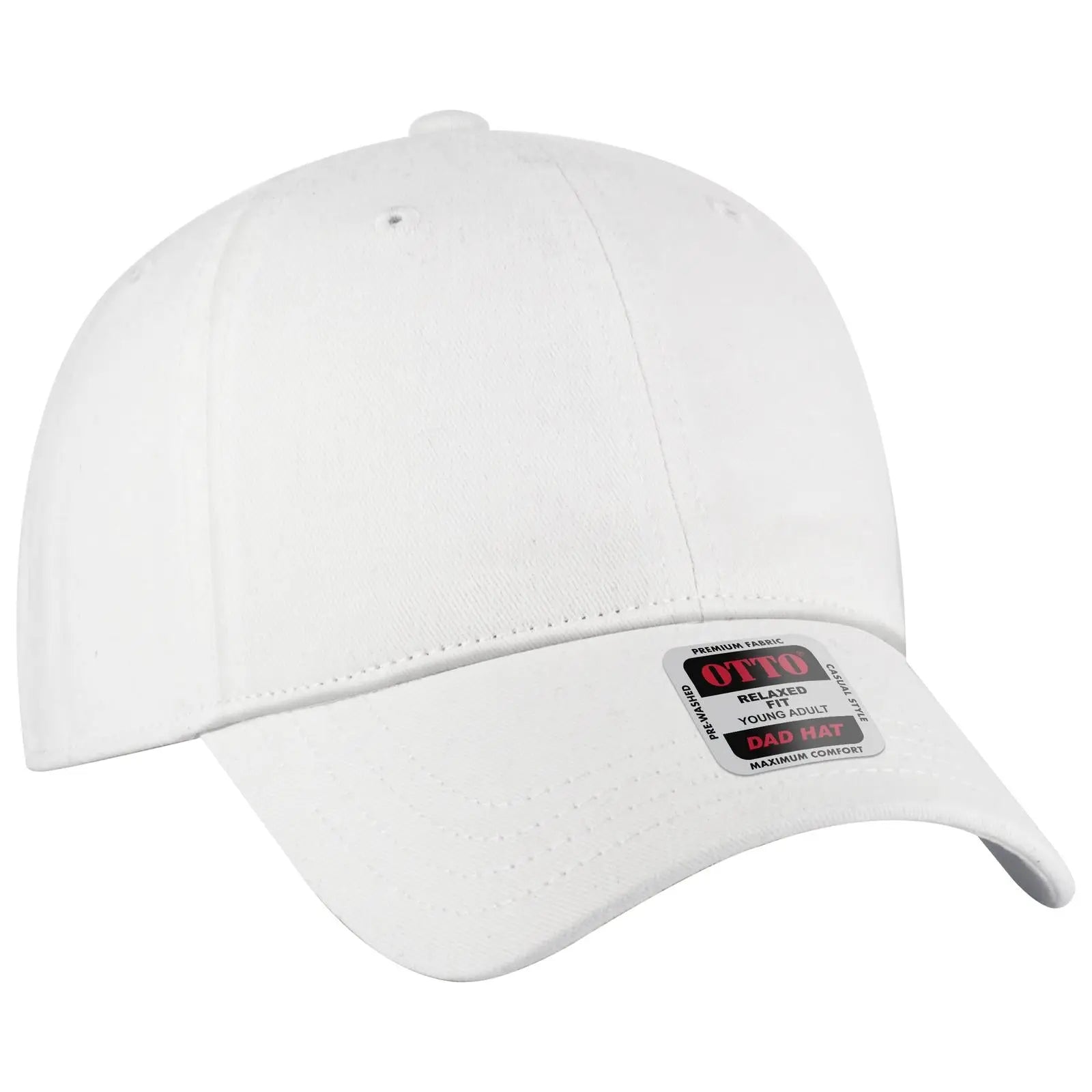 OTTO 18-772 6 Panel Low Profile Dad Cap - White