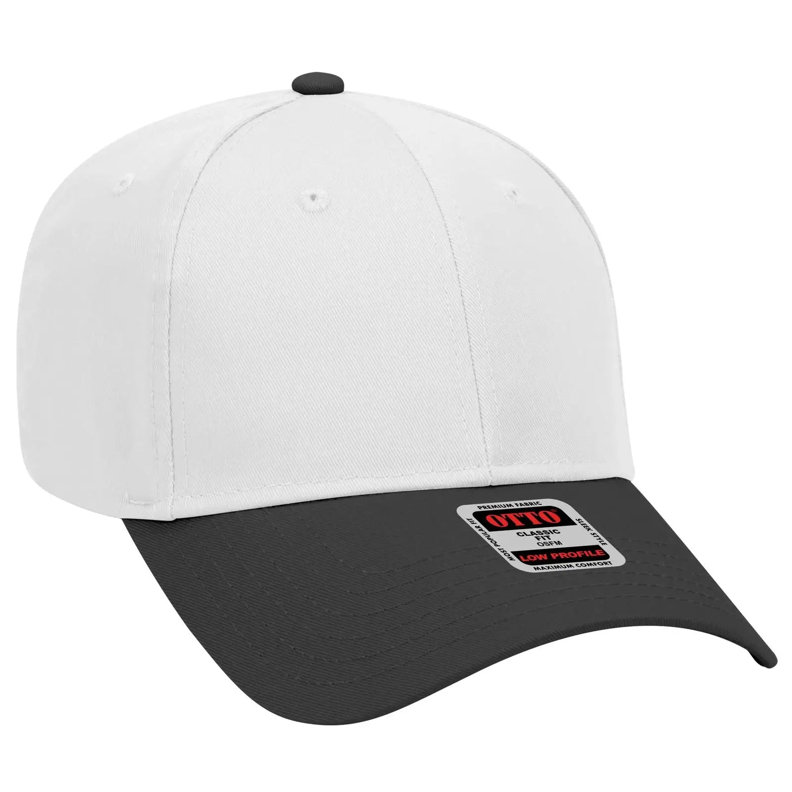 OTTO 19-061 6 Panel Low Profile Baseball Cap - Blk/Wht - Blk/Wht / 6 1/2’’ - 7 5/8’’