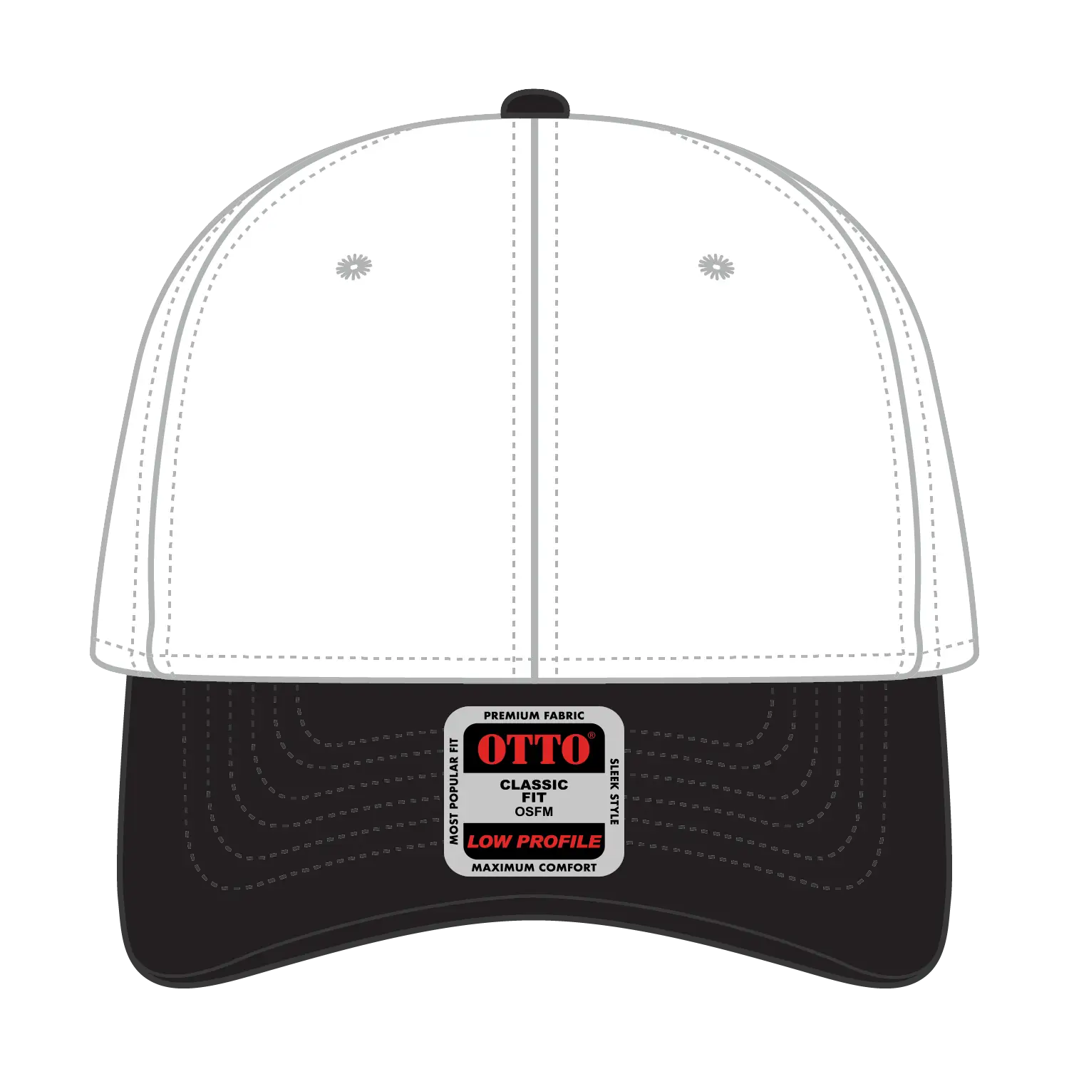 OTTO 19-061 6 Panel Low Profile Baseball Cap - Blk/Wht - Blk/Wht / 6 1/2’’ - 7 5/8’’