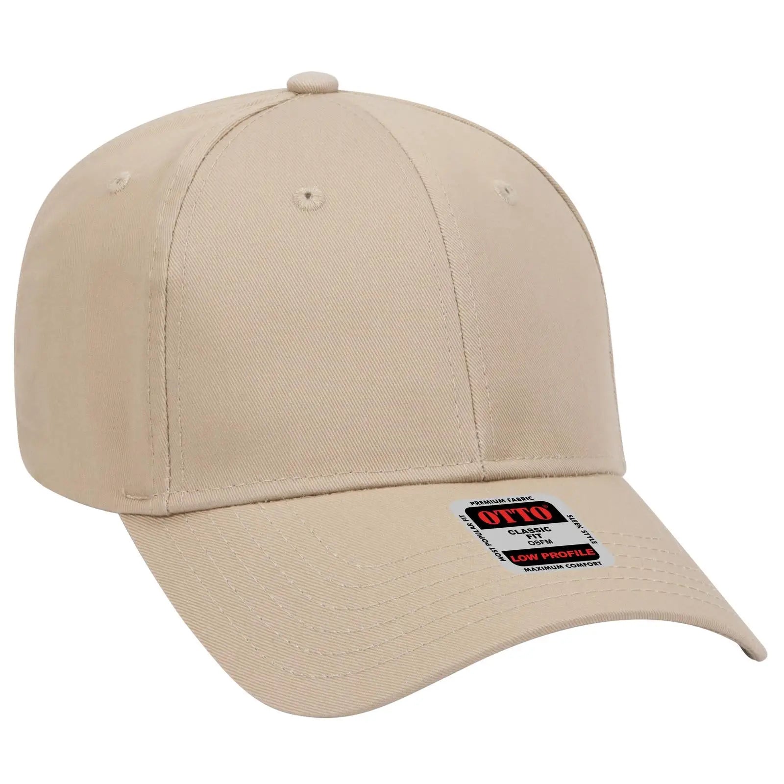 OTTO 19-061 6 Panel Low Profile Baseball Cap - Khaki - Khaki / 6 1/2’’ - 7 5/8’’