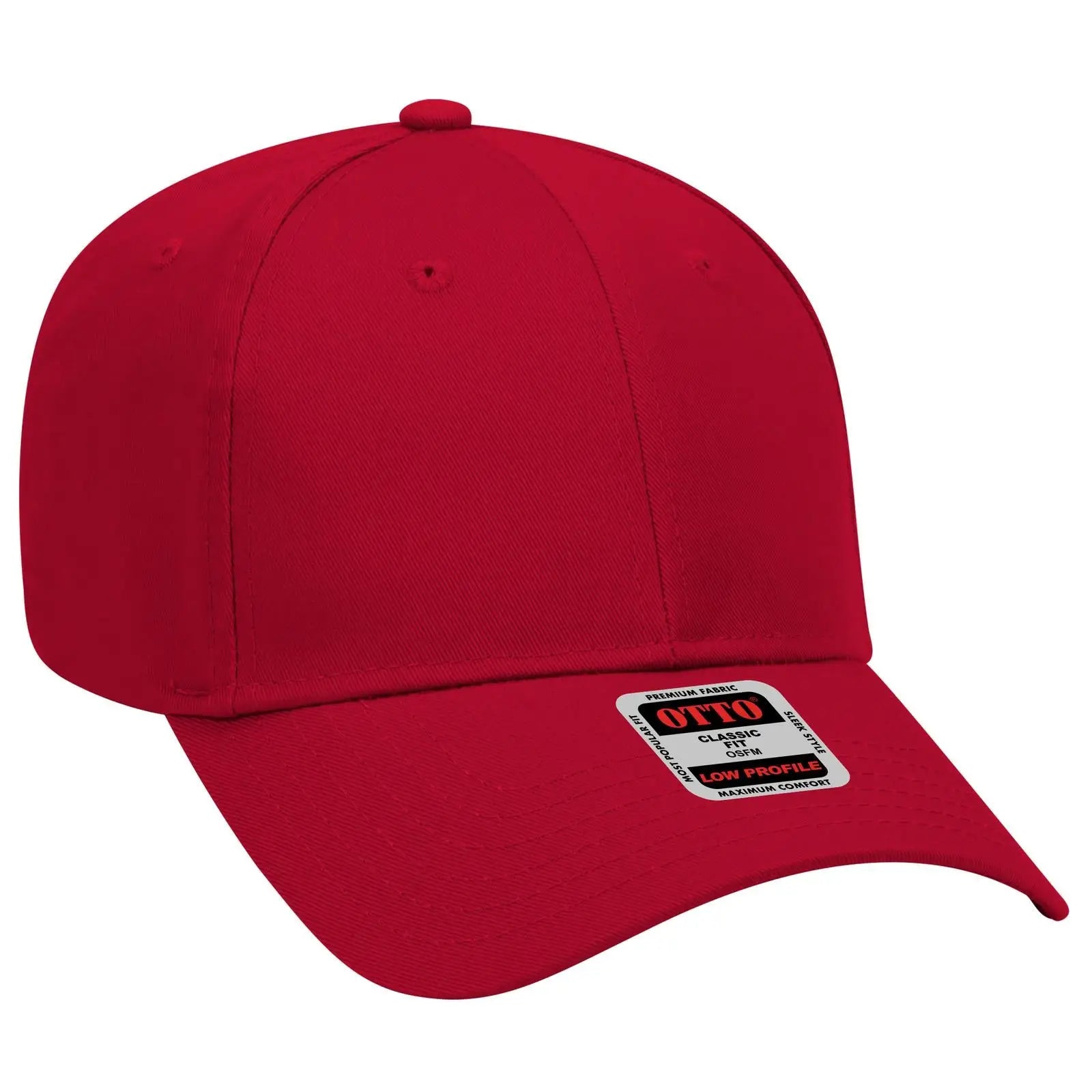 OTTO 19-061 6 Panel Low Profile Baseball Cap - Red - Red / 6 1/2’’ - 7 5/8’’