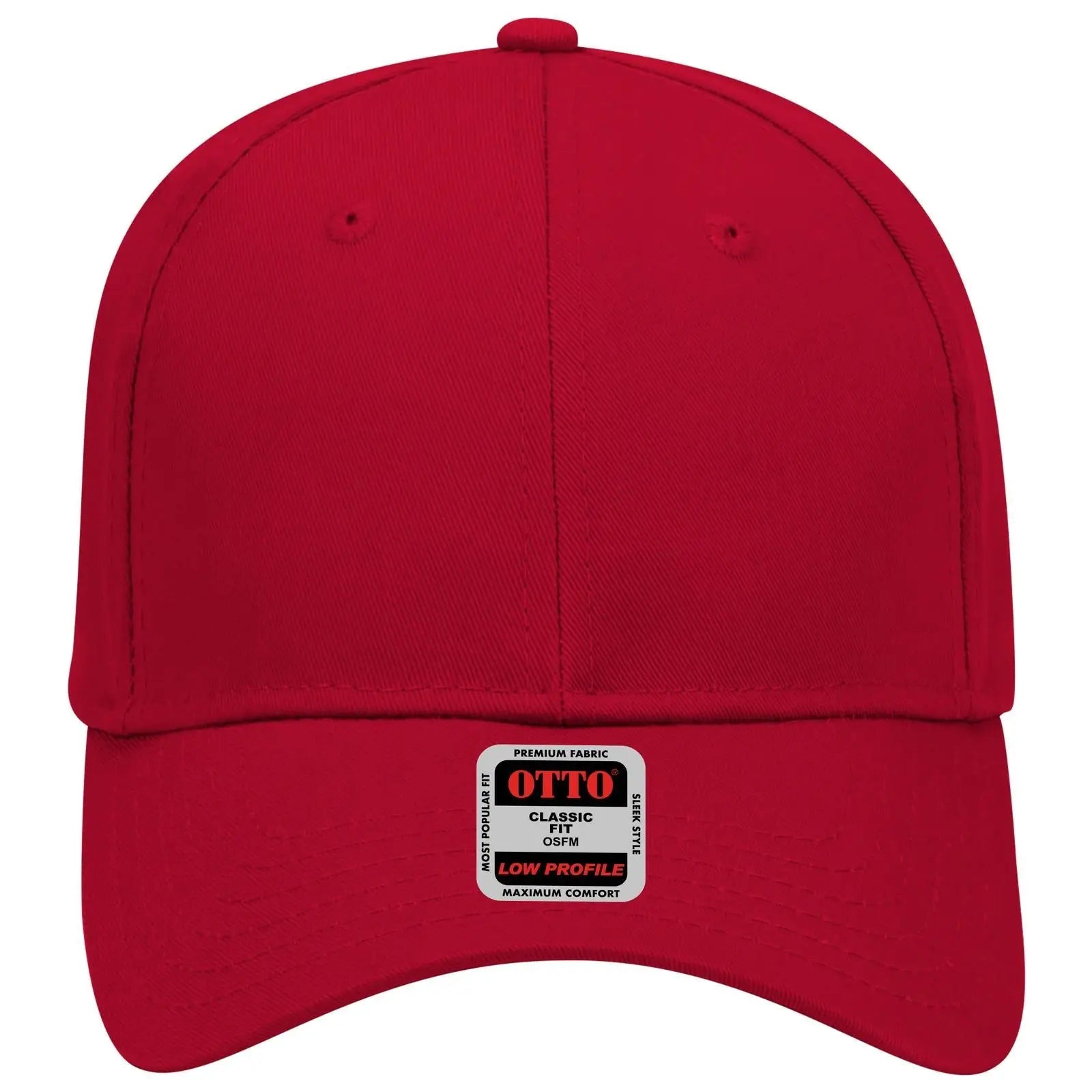 OTTO 19-061 6 Panel Low Profile Baseball Cap - Red - Red / 6 1/2’’ - 7 5/8’’