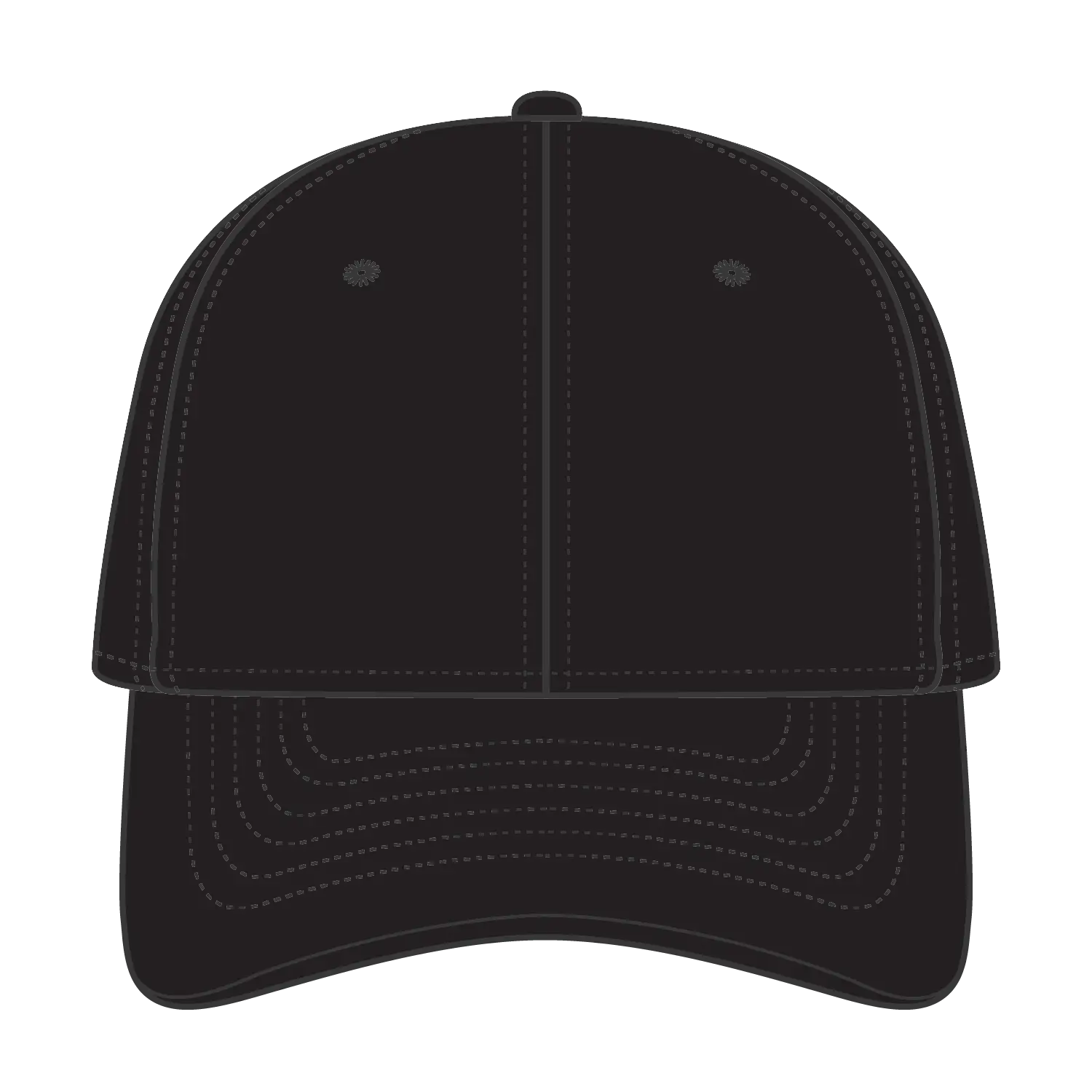 OTTO 19-1066 6 Panel Low Profile Baseball Cap - Black - Black / 6 1/2’’ - 7 5/8’’