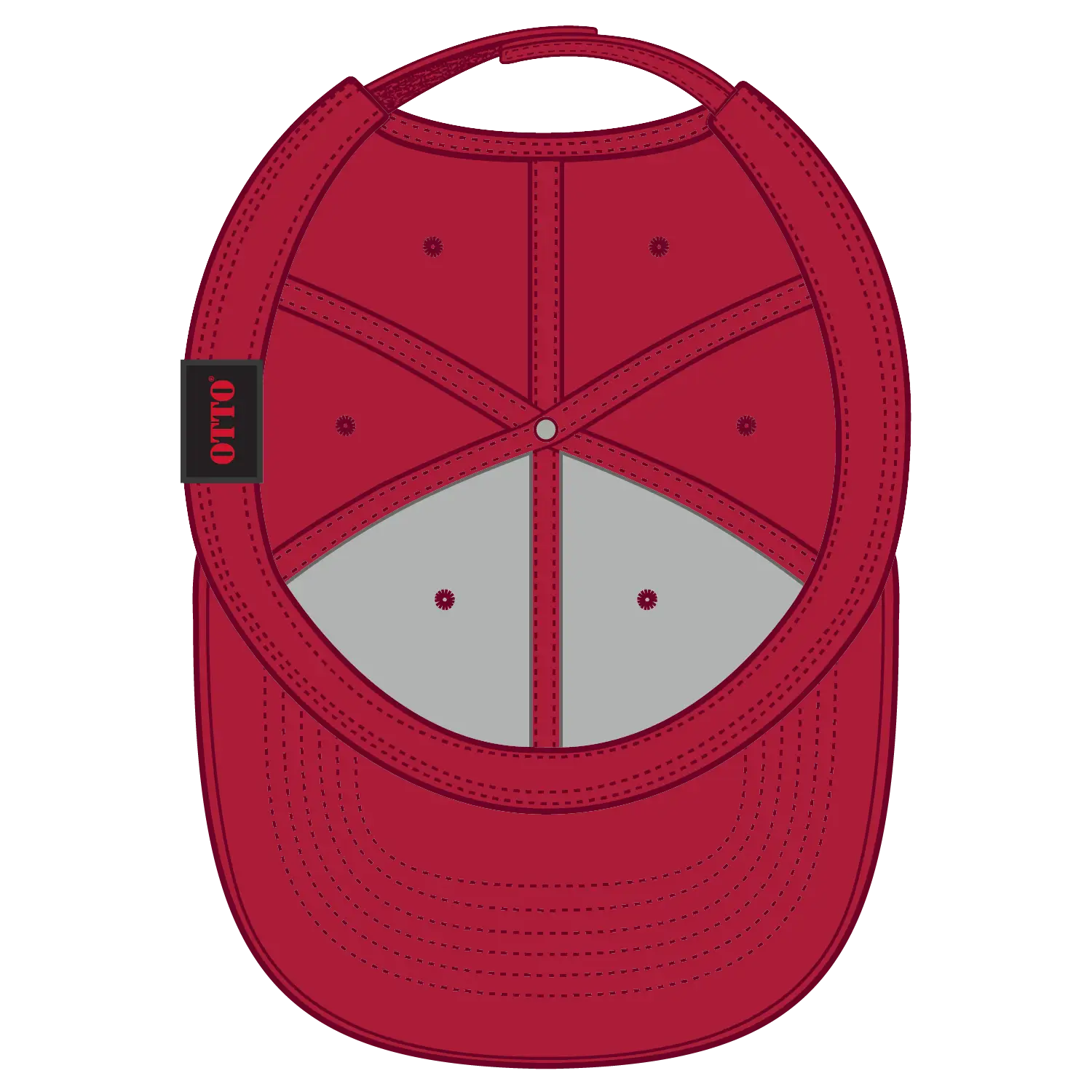 OTTO 19-1109 6 Panel Low Profile Baseball Cap - Red - Red / 6 1/2’’ - 7 5/8’’