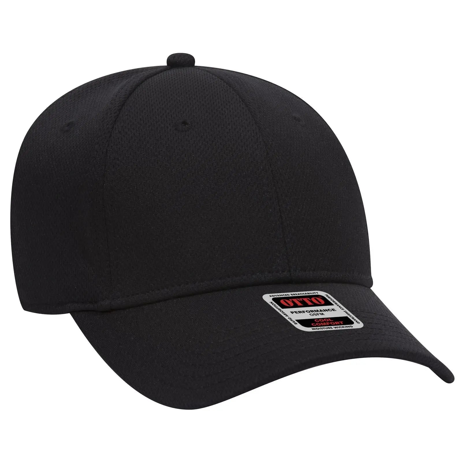OTTO 19-1122 6 Panel Low Profile Baseball Cap - Black - Black / 6 1/2’’ - 7 5/8’’