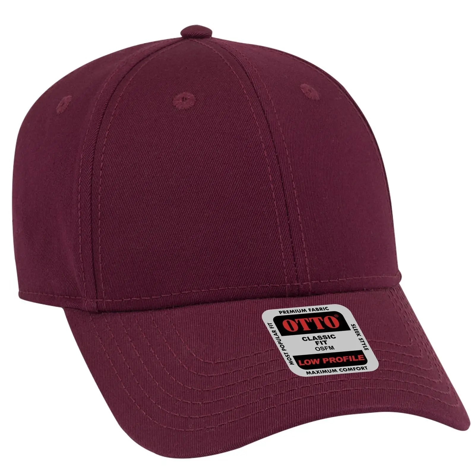 OTTO 19-1203 6 Panel Low Profile Baseball Cap - Burg. Marn - Burg. Marn / 6 1/2’’ - 7 5/8’’