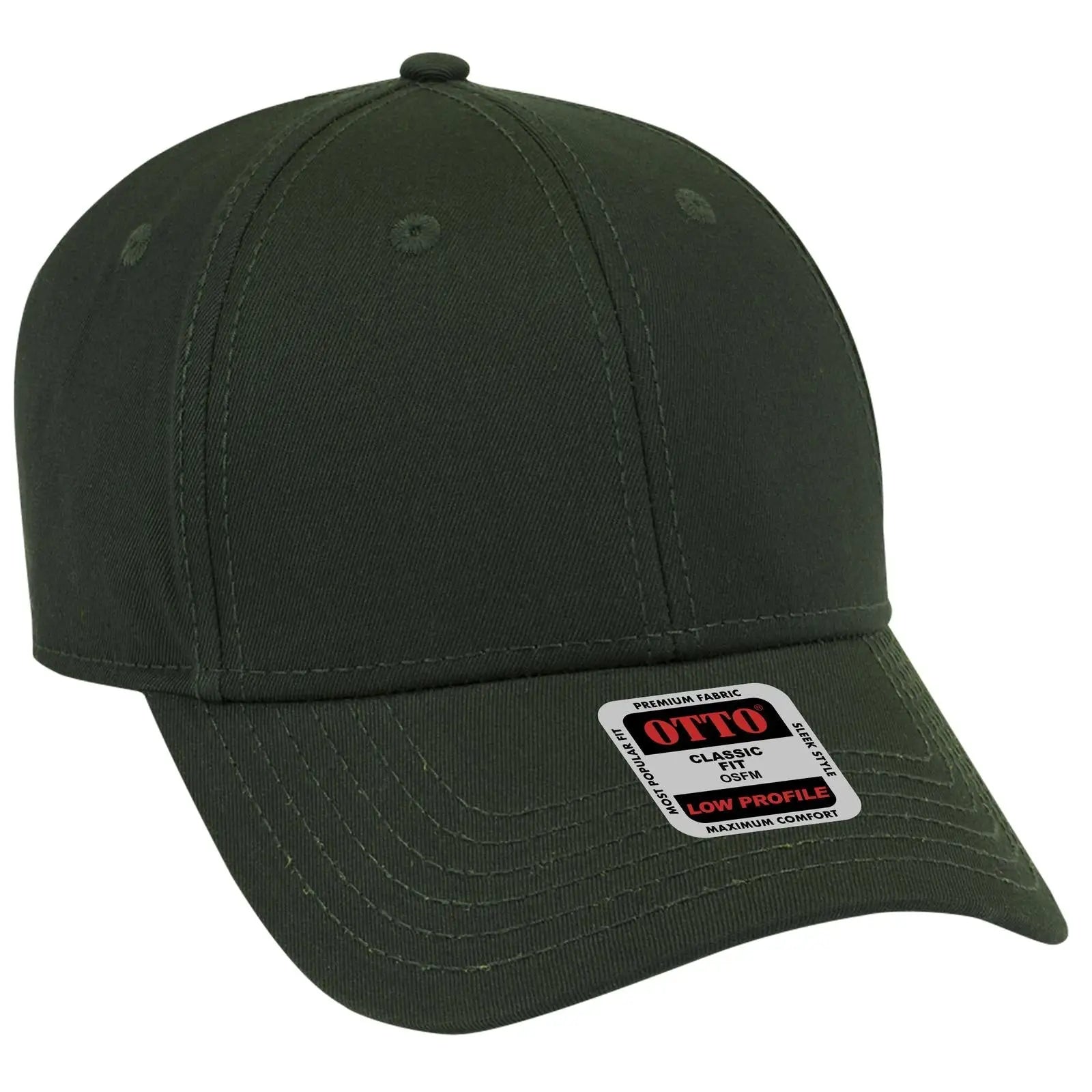 OTTO 19-1203 6 Panel Low Profile Baseball Cap - Dk. Green - Dk. Green / 6 1/2’’ - 7 5/8’’