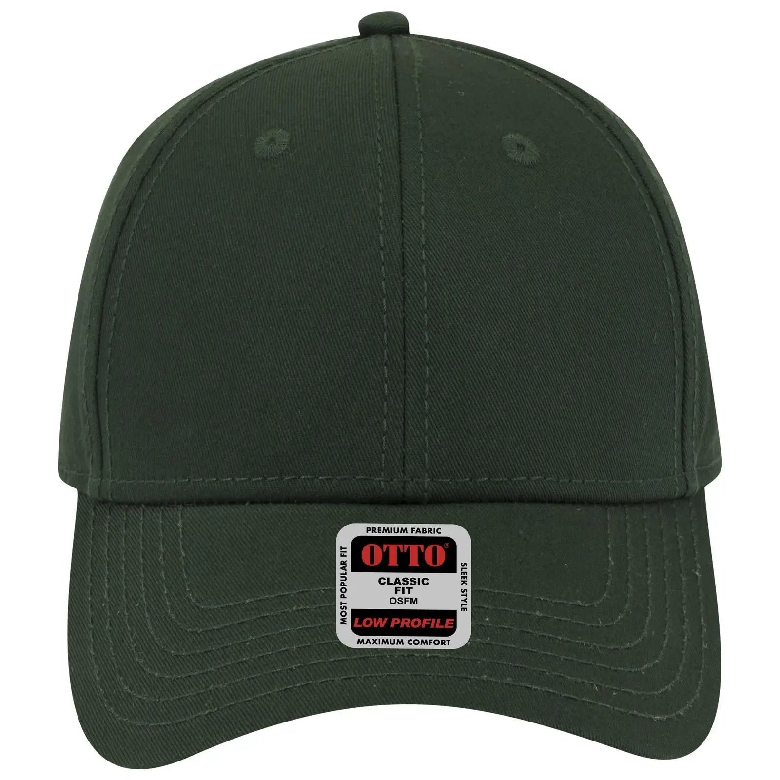 OTTO 19-1203 6 Panel Low Profile Baseball Cap - Dk. Green - Dk. Green / 6 1/2’’ - 7 5/8’’