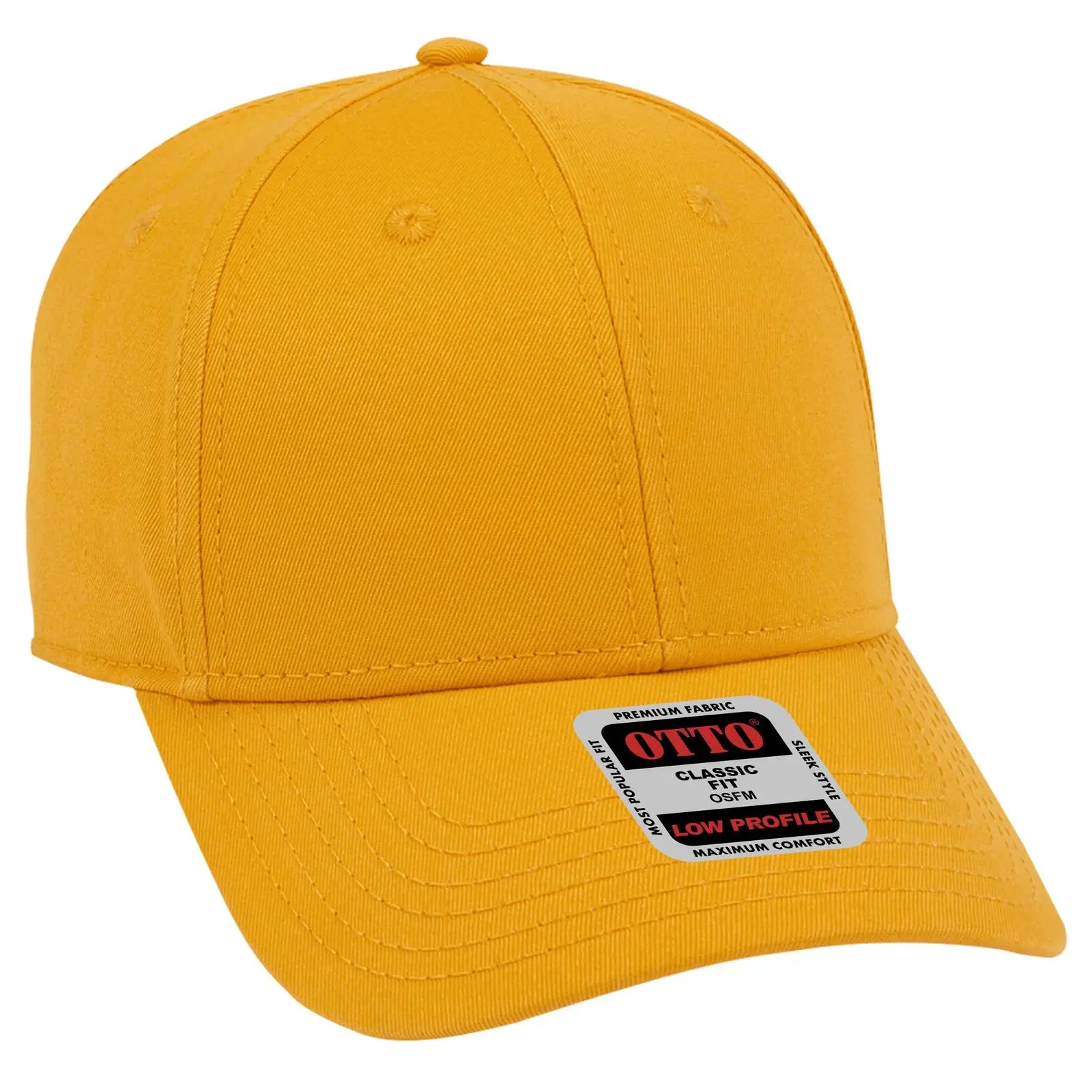 OTTO 19-1203 6 Panel Low Profile Baseball Cap - Gold - Gold / 6 1/2’’ - 7 5/8’’
