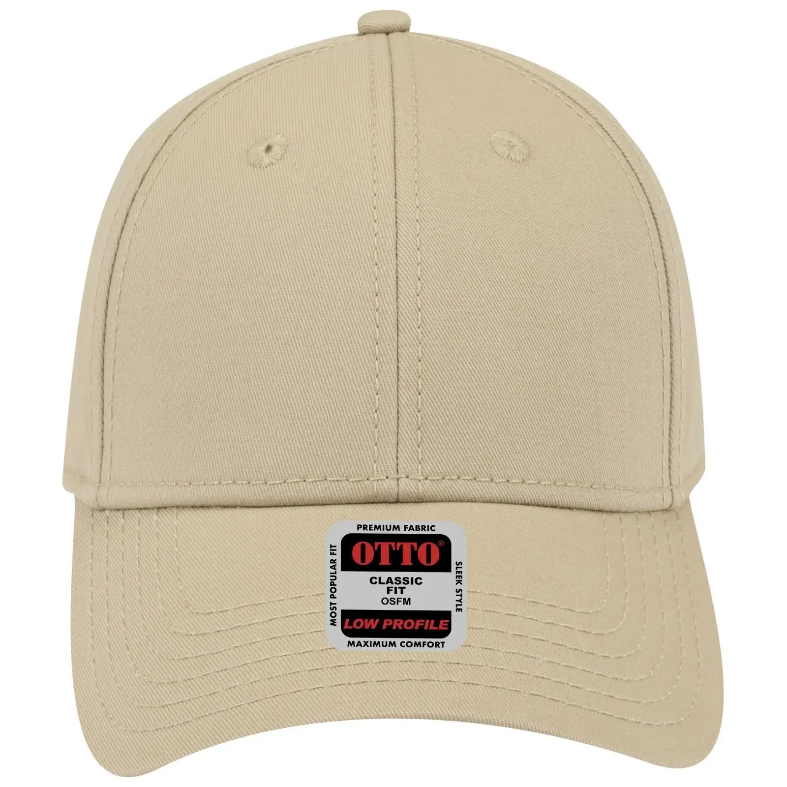 OTTO 19-1203 6 Panel Low Profile Baseball Cap - Khaki - Khaki / 6 1/2’’ - 7 5/8’’