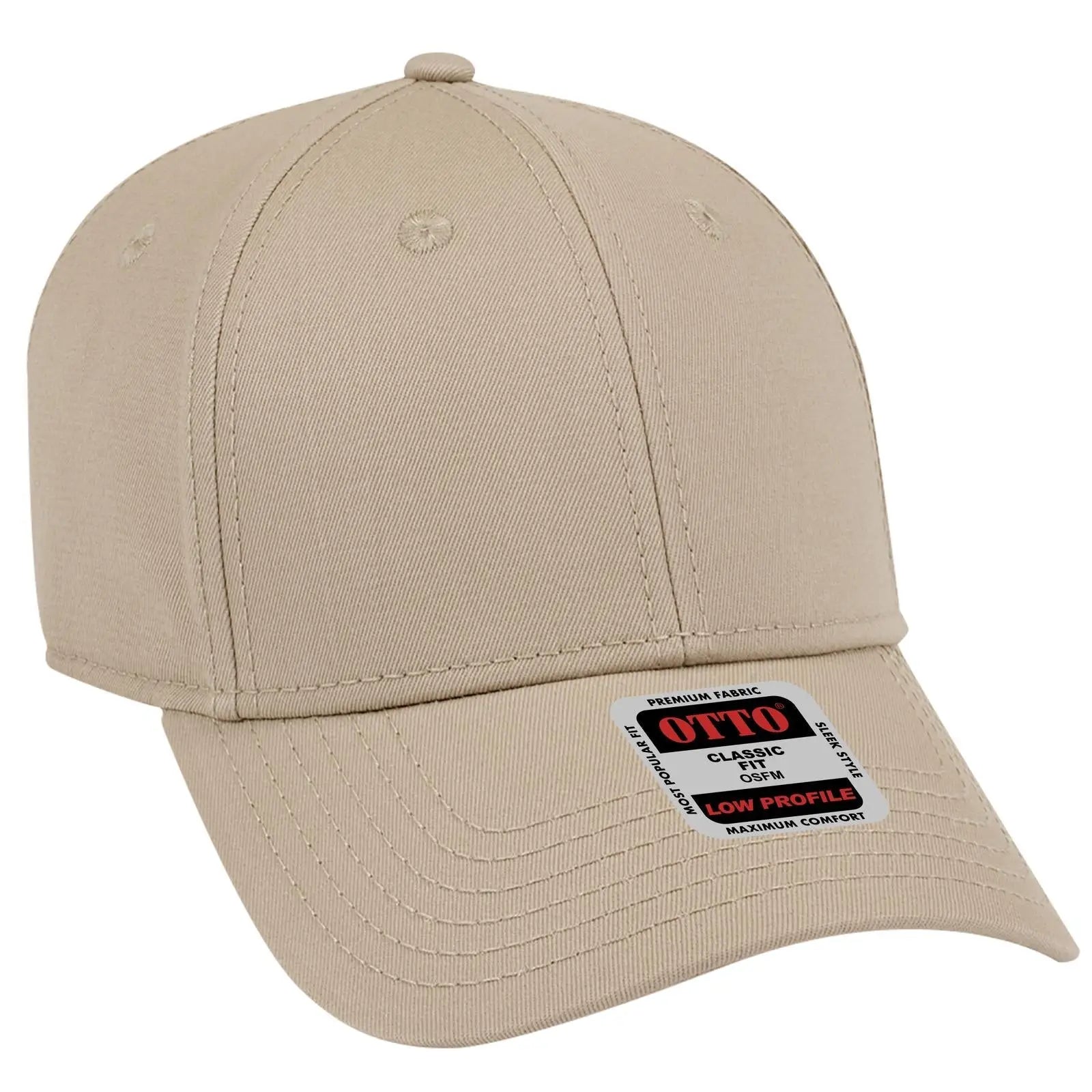 OTTO 19-1203 6 Panel Low Profile Baseball Cap - Khaki - Khaki / 6 1/2’’ - 7 5/8’’