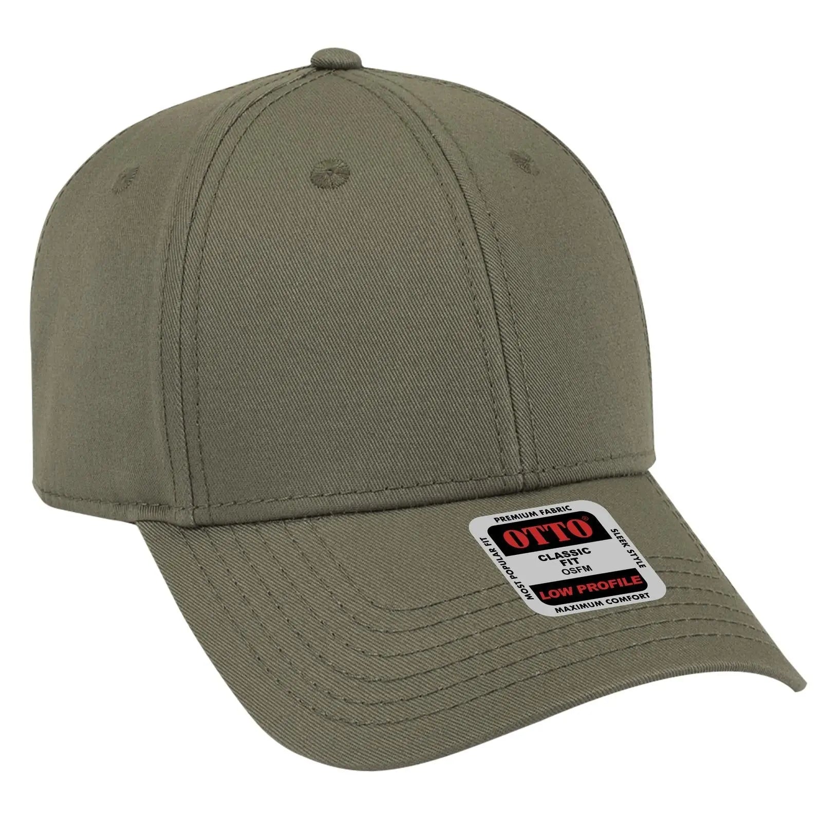 OTTO 19-1203 6 Panel Low Profile Baseball Cap - Ol. Green - Ol. Green / 6 1/2’’ - 7 5/8’’