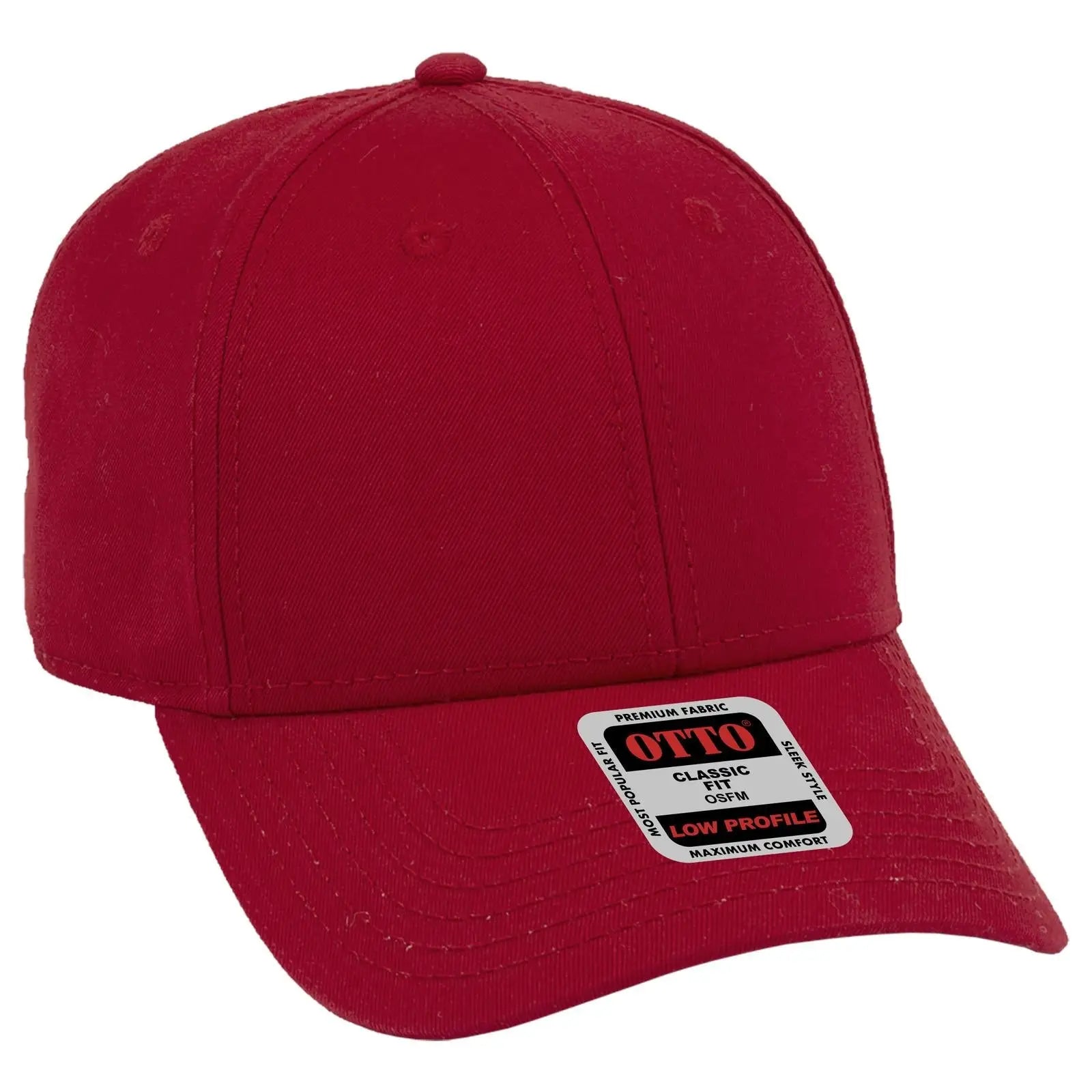 OTTO 19-1203 6 Panel Low Profile Baseball Cap - Red - Red / 6 1/2’’ - 7 5/8’’