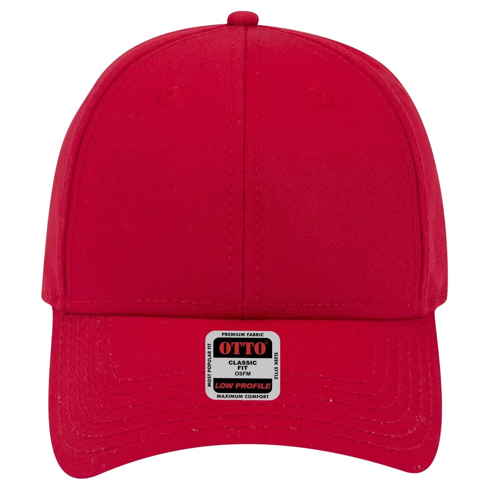 OTTO 19-1203 6 Panel Low Profile Baseball Cap - Red - Red / 6 1/2’’ - 7 5/8’’
