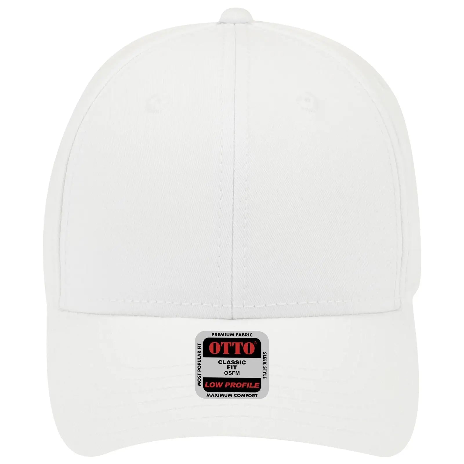 OTTO 19-1203 6 Panel Low Profile Baseball Cap - White - White / 6 1/2’’ - 7 5/8’’