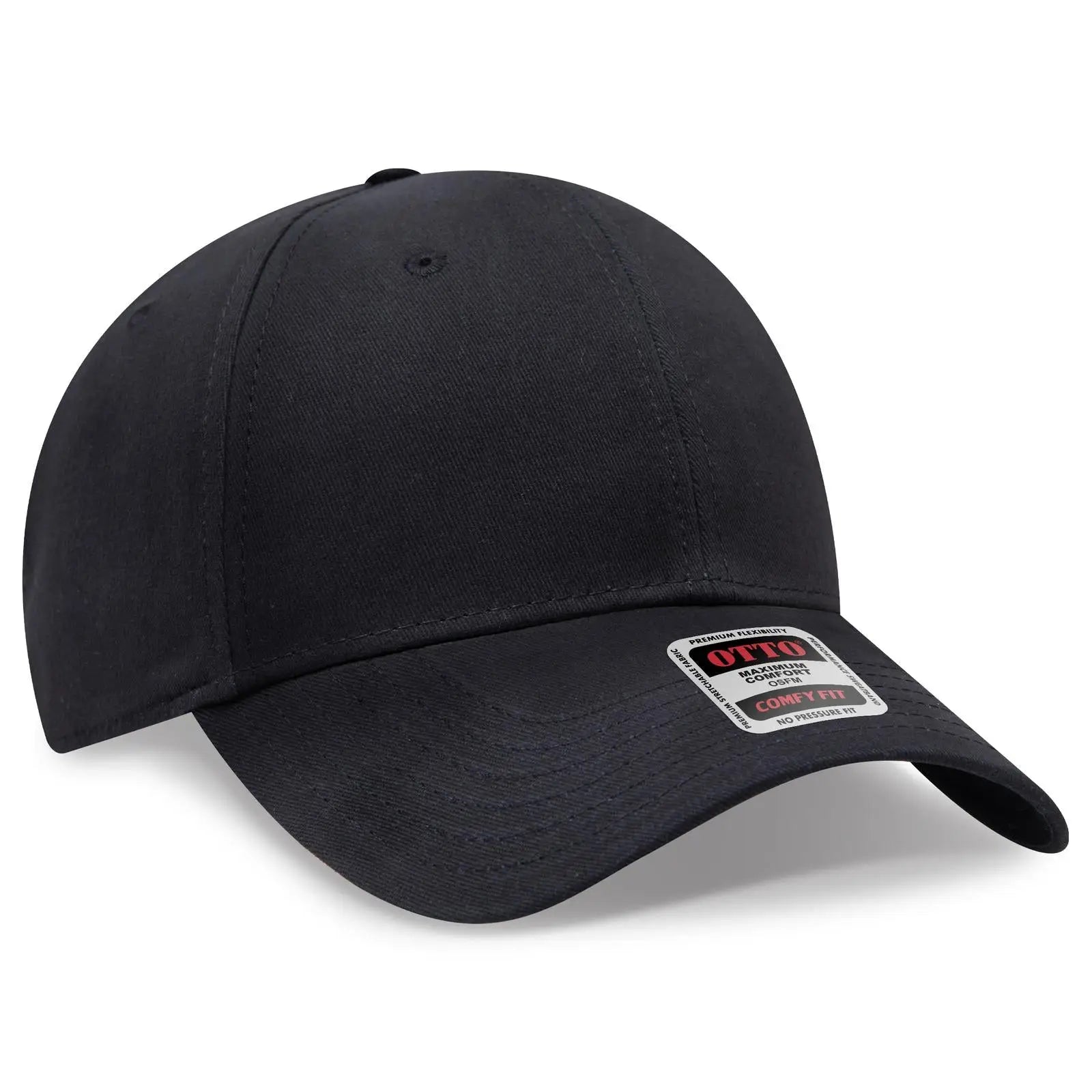 OTTO 19-1227 ’OTTO Comfy Fit’ 6 Panel Low Profile Baseball Cap - Black - Black / 6 1/2’’ - 7 5/8’’