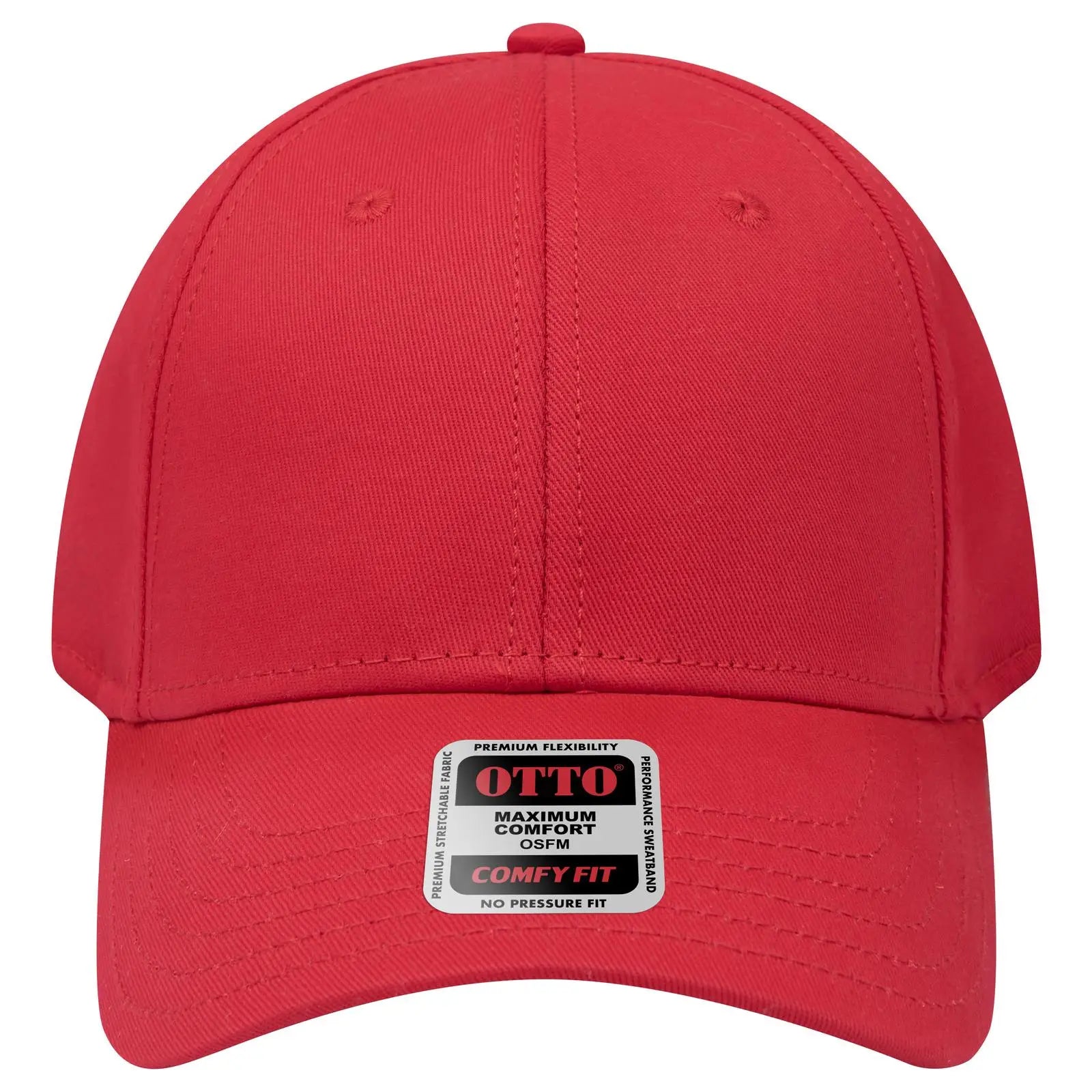 OTTO 19-1227 ’OTTO Comfy Fit’ 6 Panel Low Profile Baseball Cap - Red - Red / 6 1/2’’ - 7 5/8’’