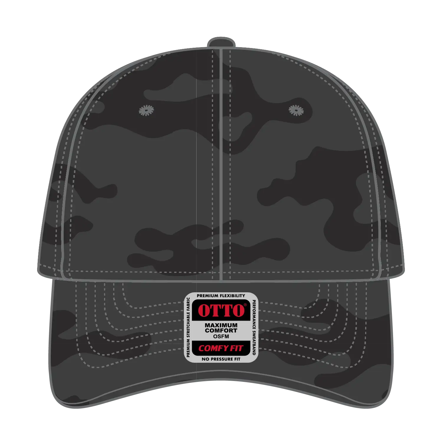 OTTO 19-1232 ’OTTO Comfy Fit’ 6 Panel Low Profile Baseball Cap - Blk/Ch.Gry - Blk/Ch.Gry / 6 1/2’’ - 7 5/8’’