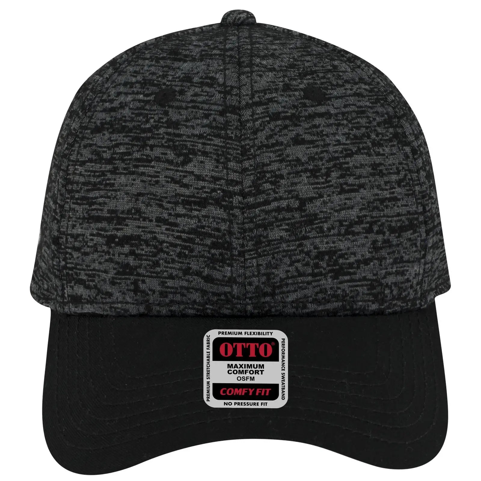 OTTO 19-1232 ’OTTO Comfy Fit’ 6 Panel Low Profile Baseball Cap - Blk/Hthr. Blk - Blk/Hthr. Blk / 6 1/2’’ - 7 5/8’’