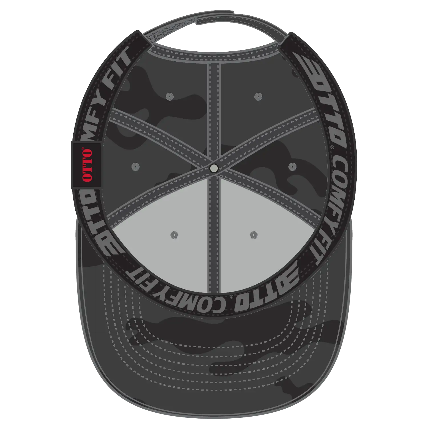 OTTO 19-1232 ’OTTO Comfy Fit’ 6 Panel Low Profile Baseball Cap - Blk/Ch.Gry - Blk/Ch.Gry / 6 1/2’’ - 7 5/8’’