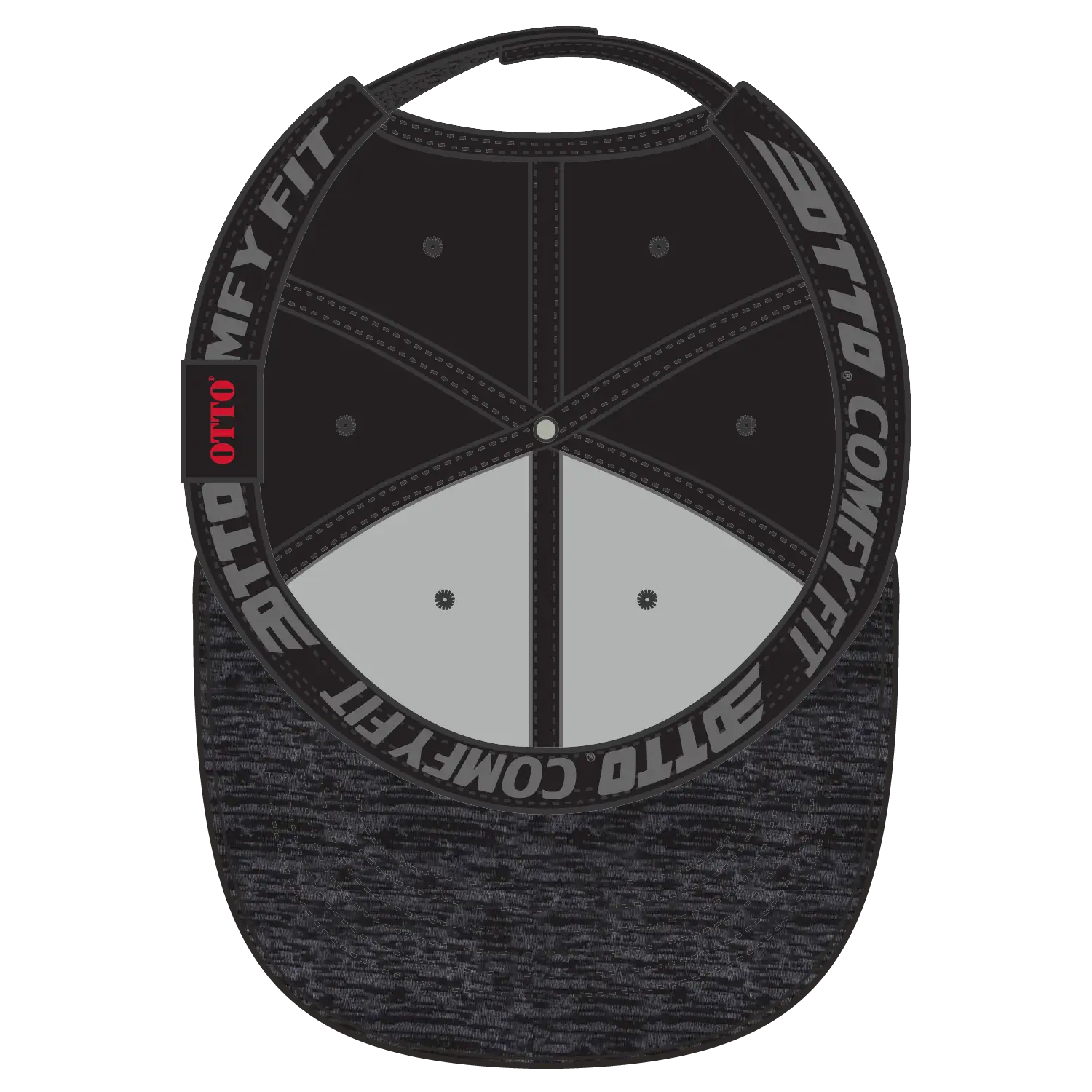 OTTO 19-1232 ’OTTO Comfy Fit’ 6 Panel Low Profile Baseball Cap - Hth.Blk/Blk - Hth.Blk/Blk / 6 1/2’’ - 7 5/8’’