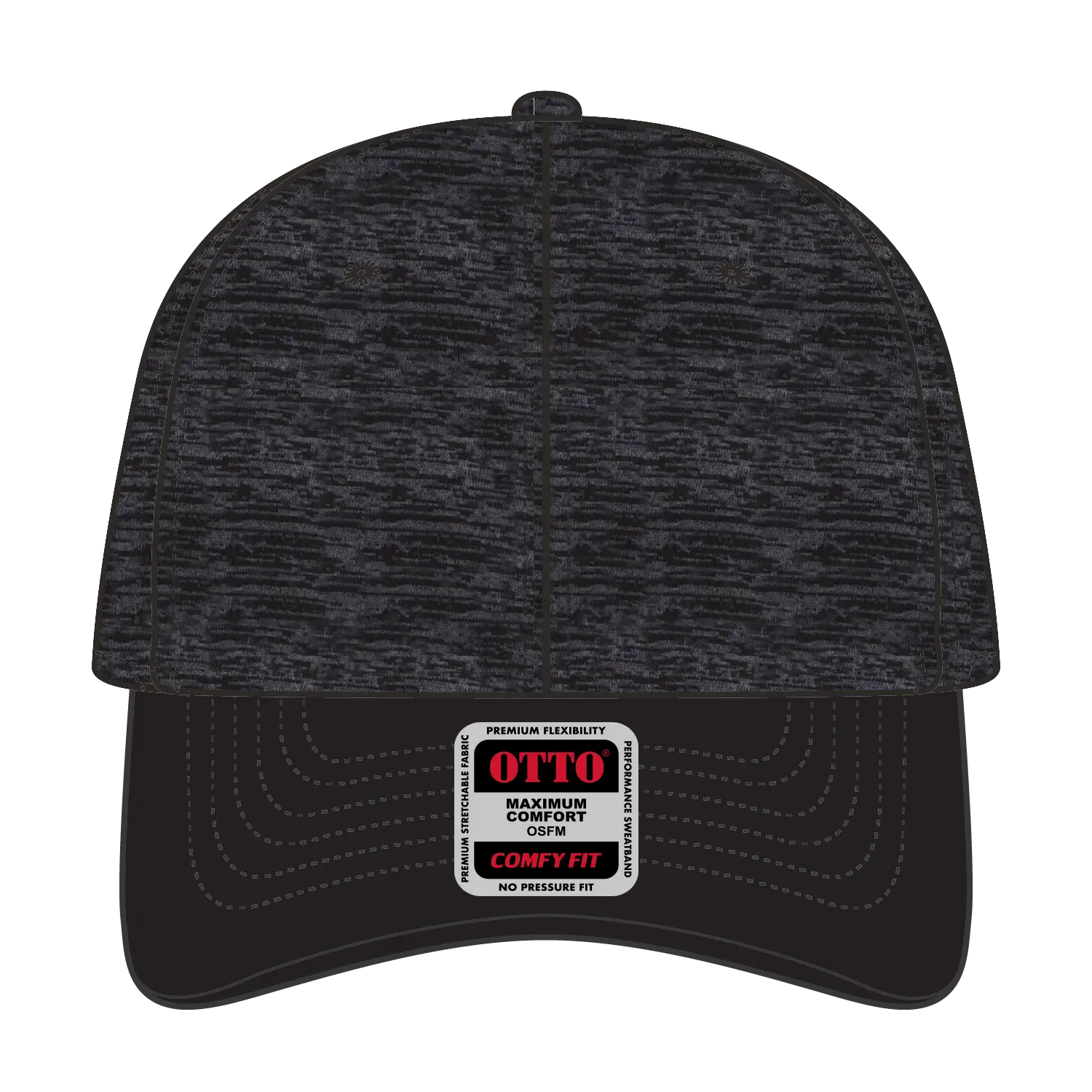 OTTO 19-1232 ’OTTO Comfy Fit’ 6 Panel Low Profile Baseball Cap - Blk/Hthr. Blk - Blk/Hthr. Blk / 6 1/2’’ - 7 5/8’’