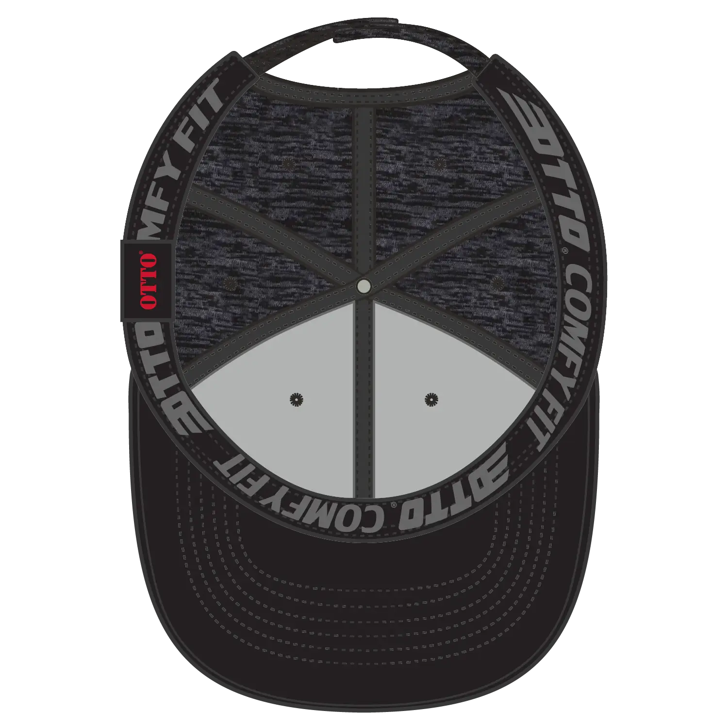 OTTO 19-1232 ’OTTO Comfy Fit’ 6 Panel Low Profile Baseball Cap - Blk/Hthr. Blk - Blk/Hthr. Blk / 6 1/2’’ - 7 5/8’’