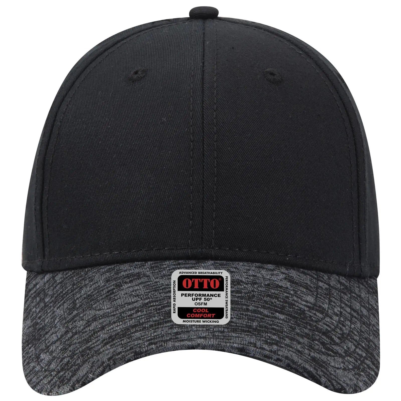 OTTO 19-1232 ’OTTO Comfy Fit’ 6 Panel Low Profile Baseball Cap - Hth.Blk/Blk - Hth.Blk/Blk / 6 1/2’’ - 7 5/8’’