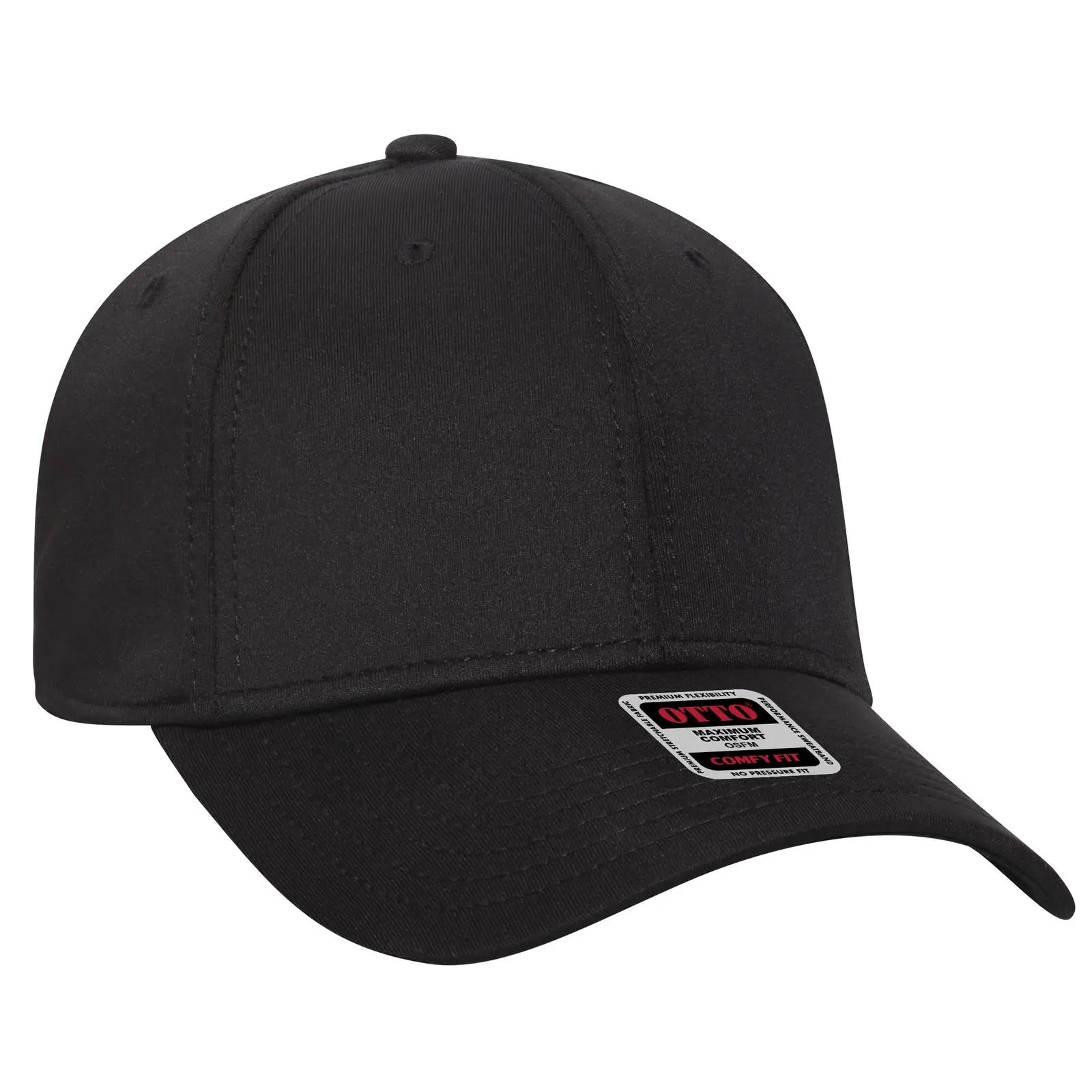 OTTO 19-1232 ’OTTO Comfy Fit’ 6 Panel Low Profile Baseball Cap - Black - Black / 6 1/2’’ - 7 5/8’’