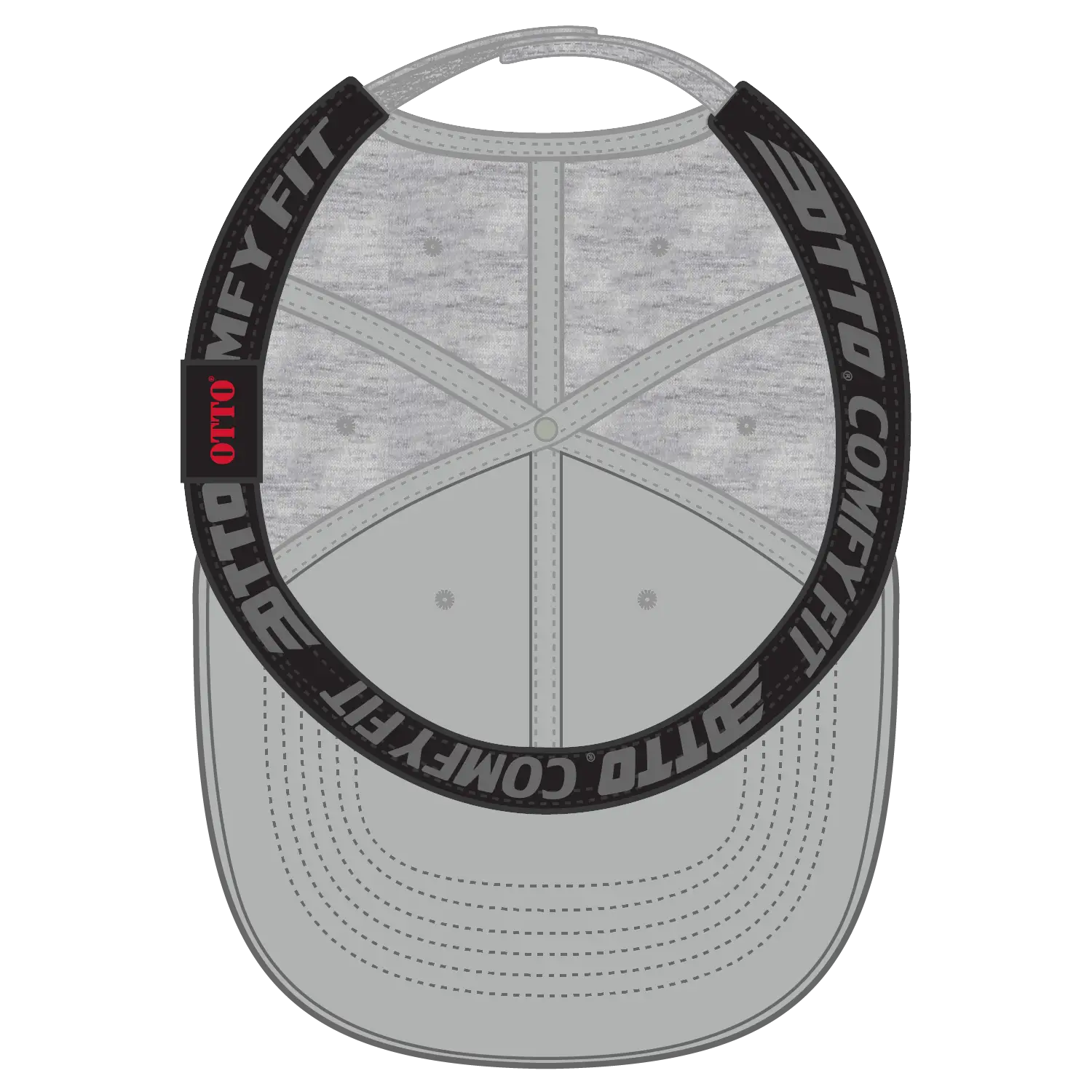 OTTO 19-1232 ’OTTO Comfy Fit’ 6 Panel Low Profile Baseball Cap - Gry/H. Gry - Gry/H. Gry / 6 1/2’’ - 7 5/8’’