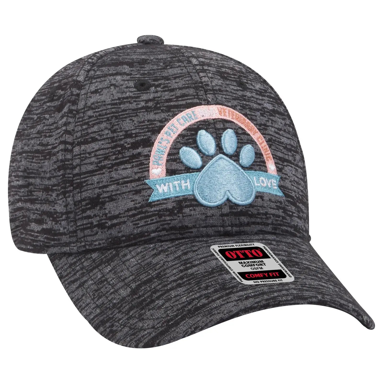 OTTO 19-1232 ’OTTO Comfy Fit’ 6 Panel Low Profile Baseball Cap - Heath. Black - Heath. Black / 6 1/2’’ - 7 5/8’’