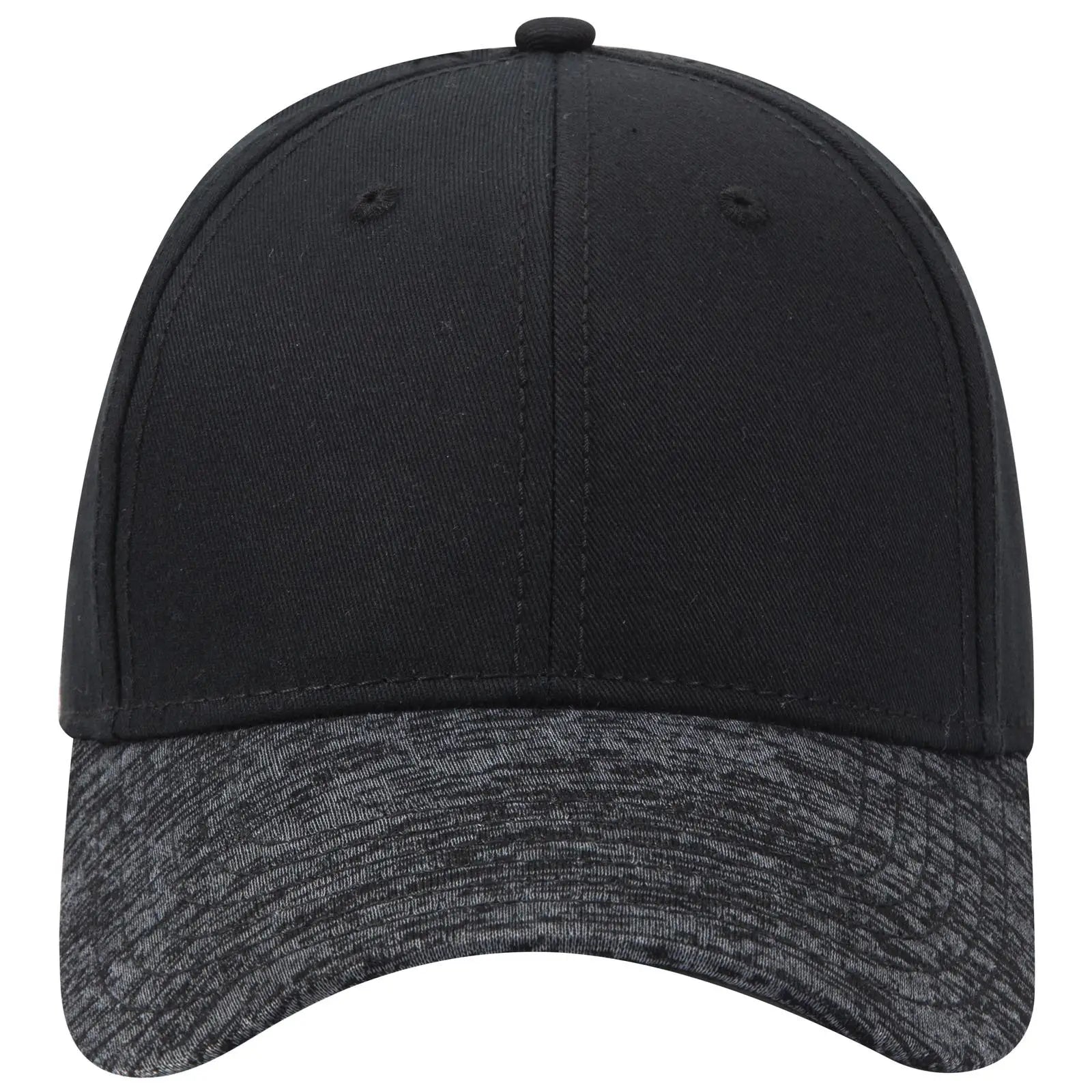 OTTO 19-1232A 6 Panel Low Profile Baseball Cap - Hth.Blk/Blk - Hth.Blk/Blk / 6 1/2’’ - 7 5/8’’