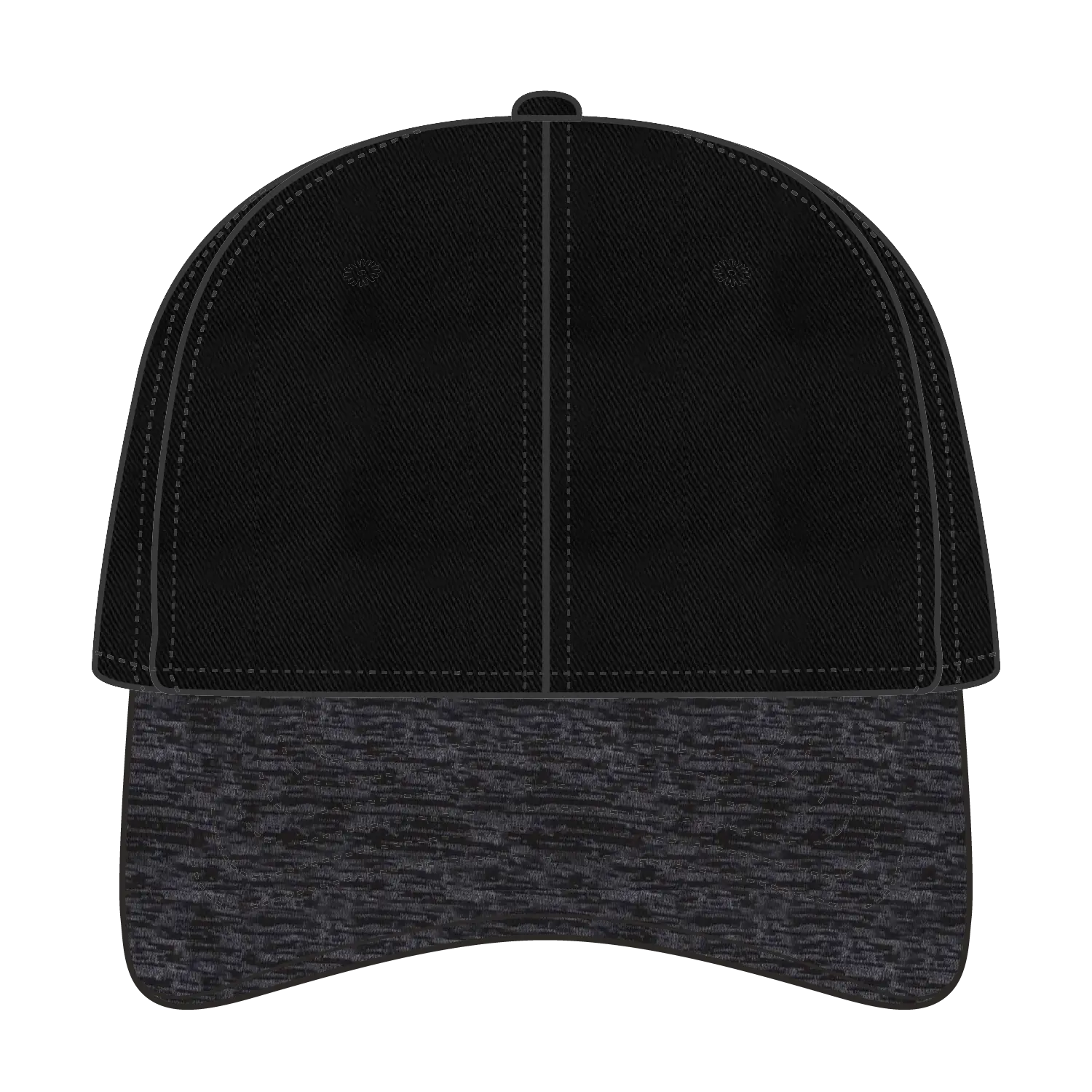 OTTO 19-1232A 6 Panel Low Profile Baseball Cap - Hth.Blk/Blk - Hth.Blk/Blk / 6 1/2’’ - 7 5/8’’
