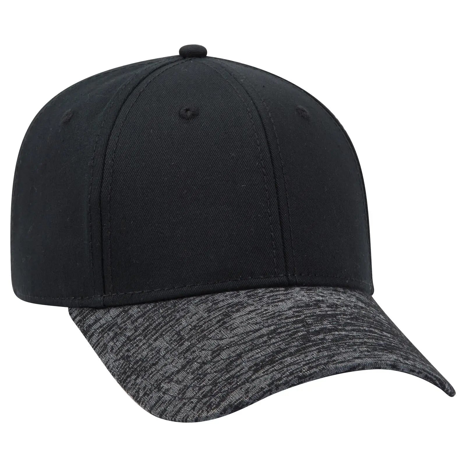 OTTO 19-1232A 6 Panel Low Profile Baseball Cap - Hth.Blk/Blk - Hth.Blk/Blk / 6 1/2’’ - 7 5/8’’