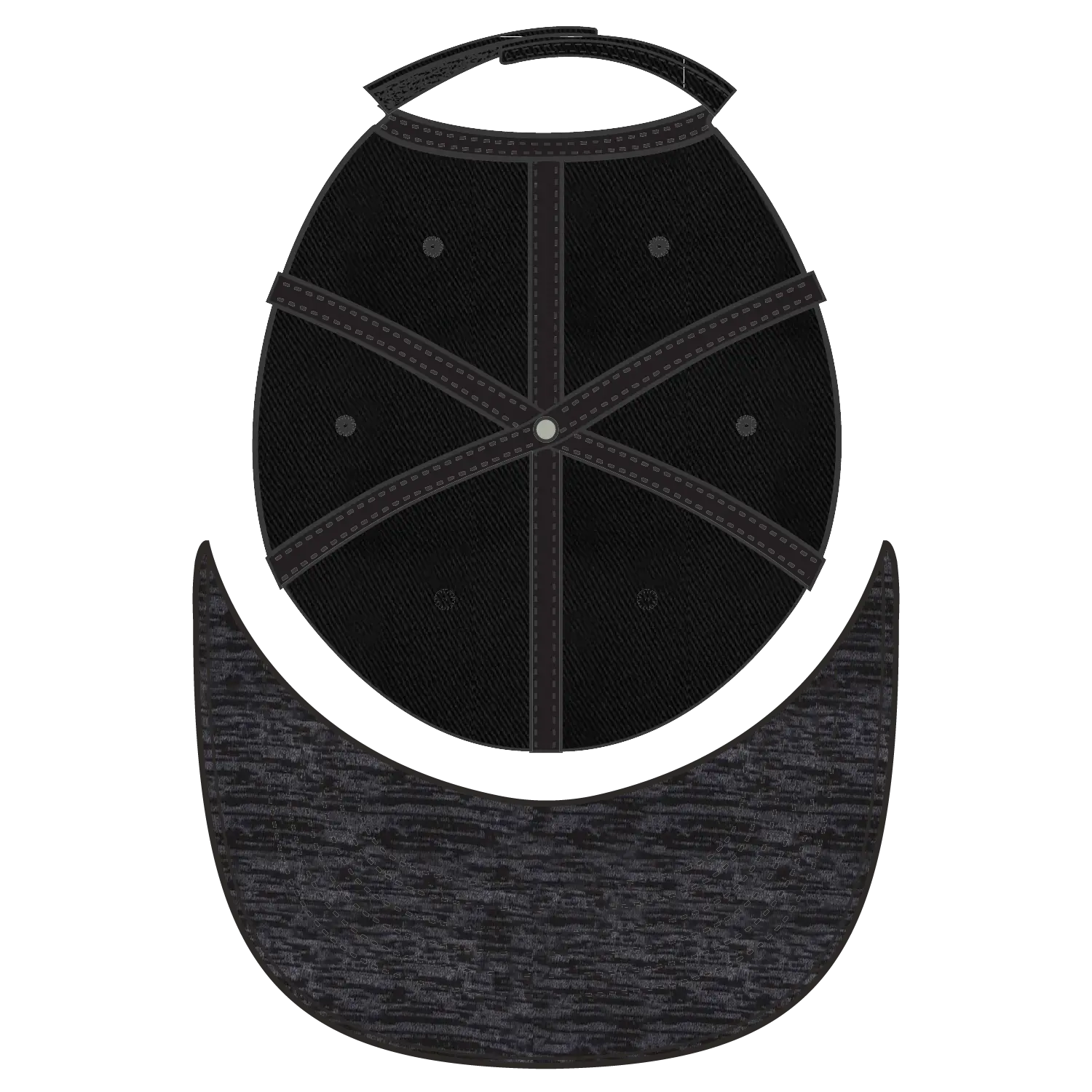 OTTO 19-1232A 6 Panel Low Profile Baseball Cap - Hth.Blk/Blk - Hth.Blk/Blk / 6 1/2’’ - 7 5/8’’