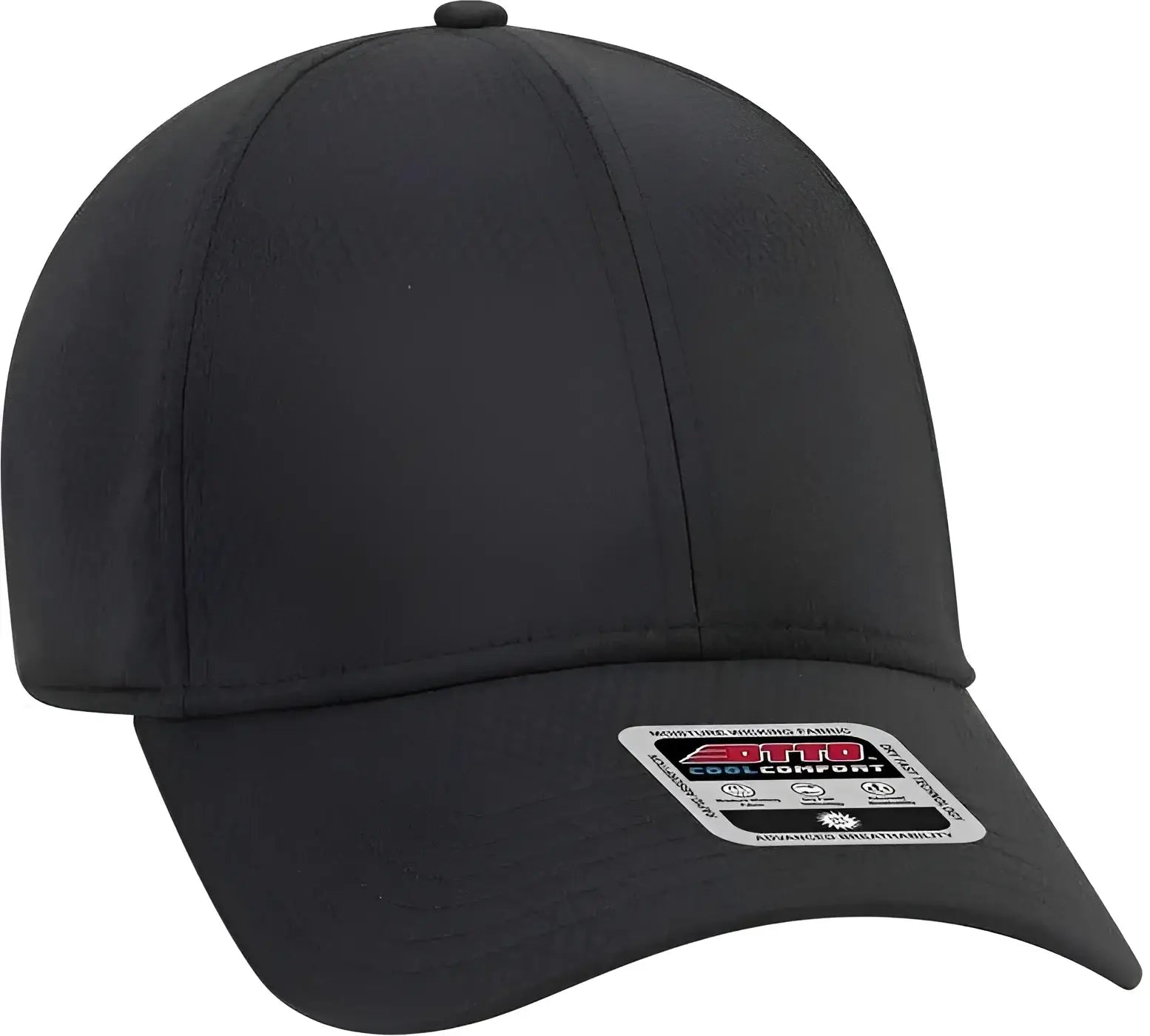 OTTO 19-1253 6 Panel Low Profile UPF 50+ Cool Comfort Performance Stretchable Diamond Knit Cap - Black - Black