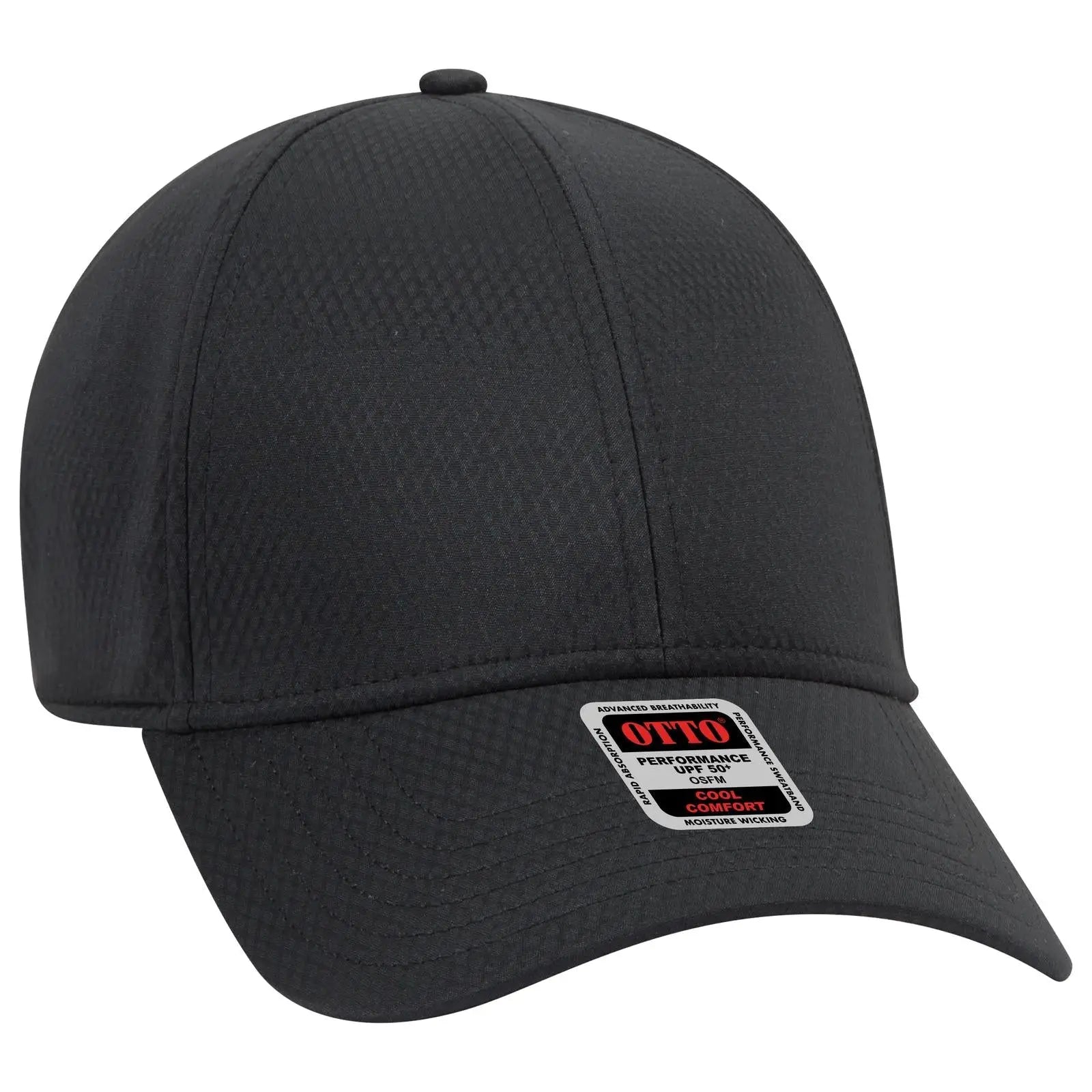 OTTO 19-1253 Upf 50+ 6 Panel Low Profile Baseball Cap - Black - Black / 6 1/2’’ - 7 5/8’’